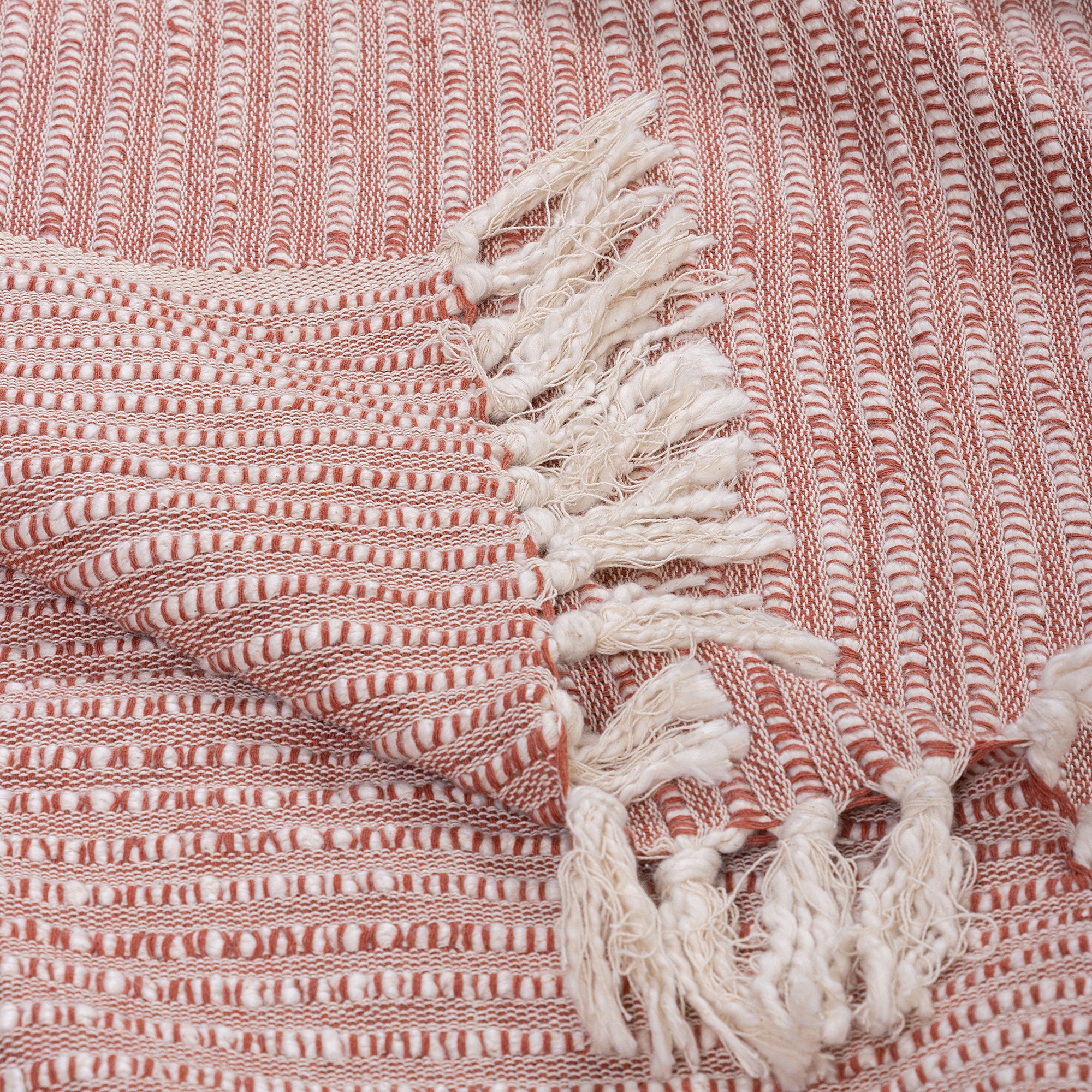 Pink Striped Hand Woven Throw Blanket for Bed