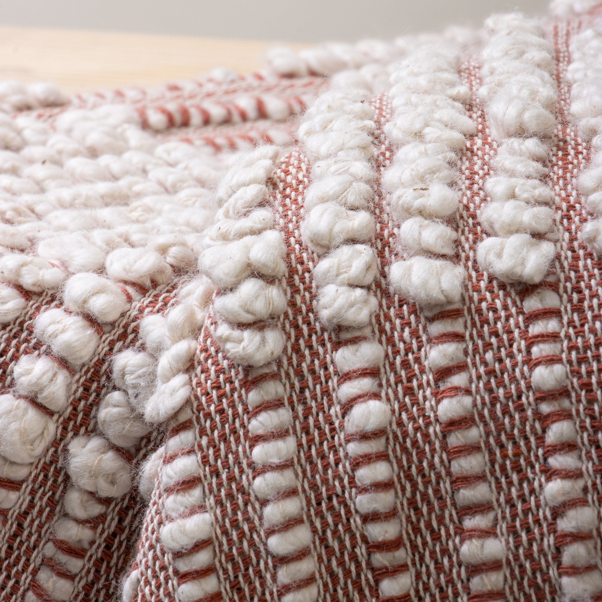 Pink Striped Hand Woven Throw Blanket for Bed