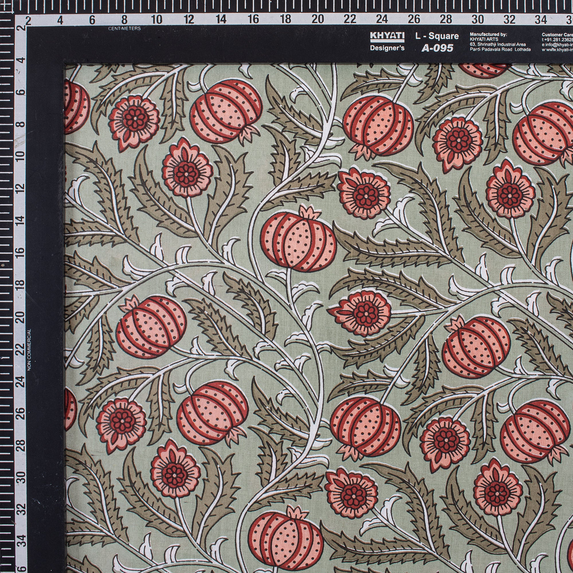 Pomegranate Hand Block Print Cotton Fabric