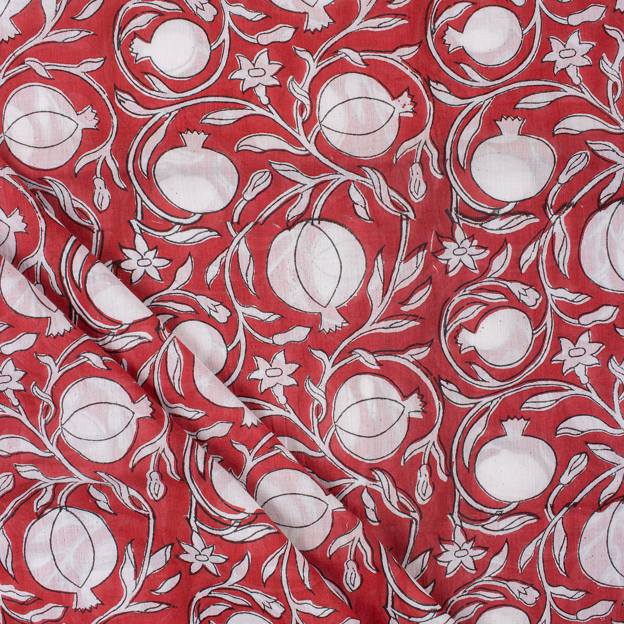 Pomegranate Print Block Cotton Fabric