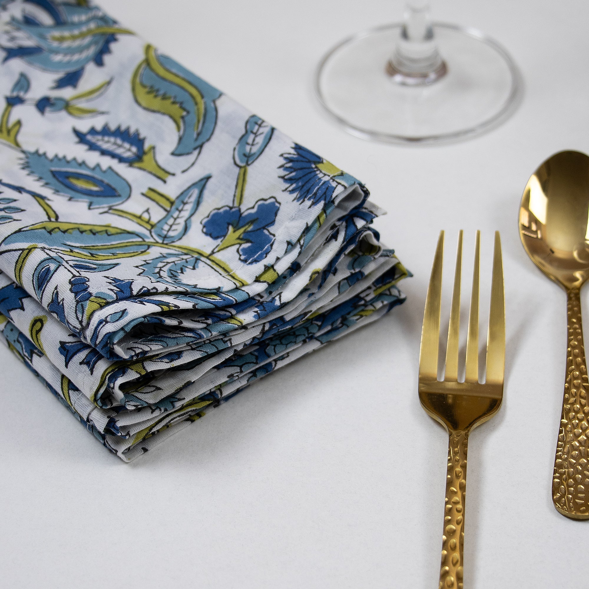 Premium Blue Floral Printed Table Napkins