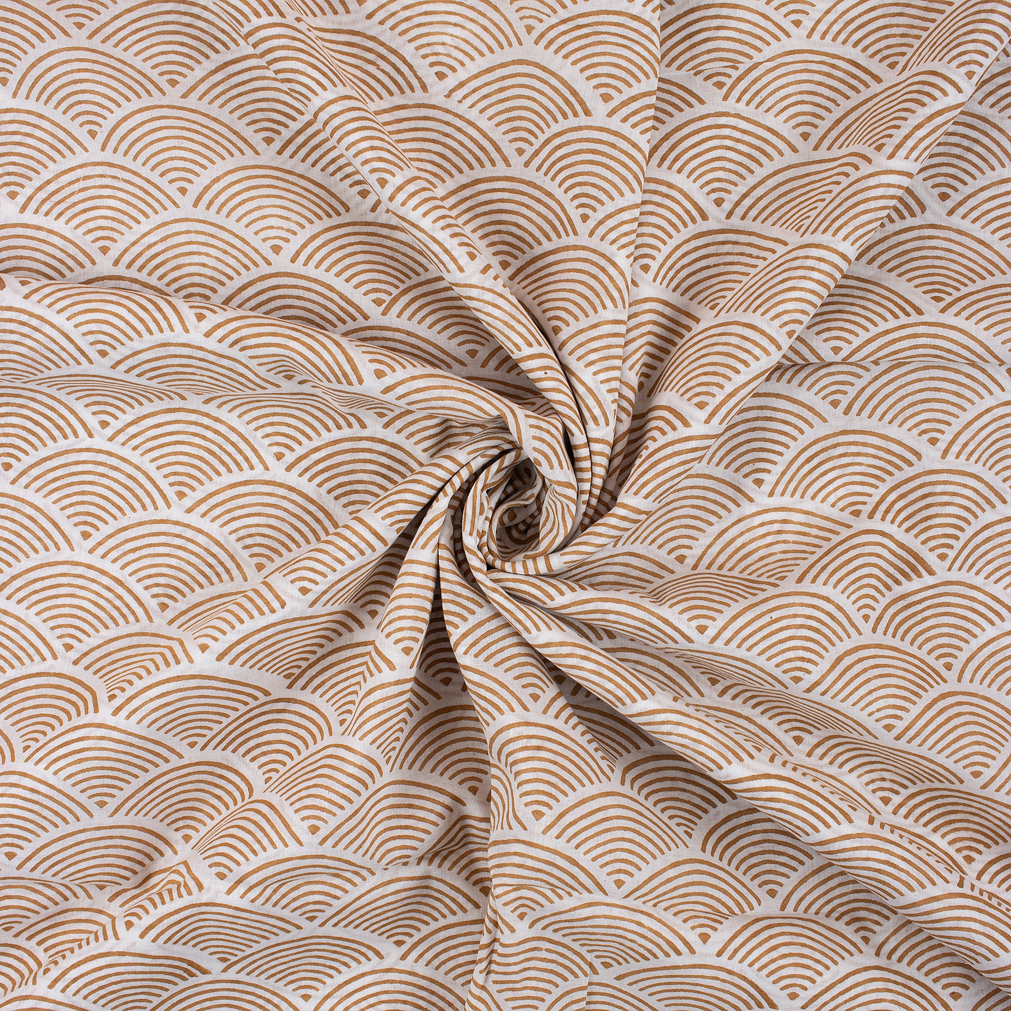 Premium Brown Geometric Hand Block Print Fabric Online