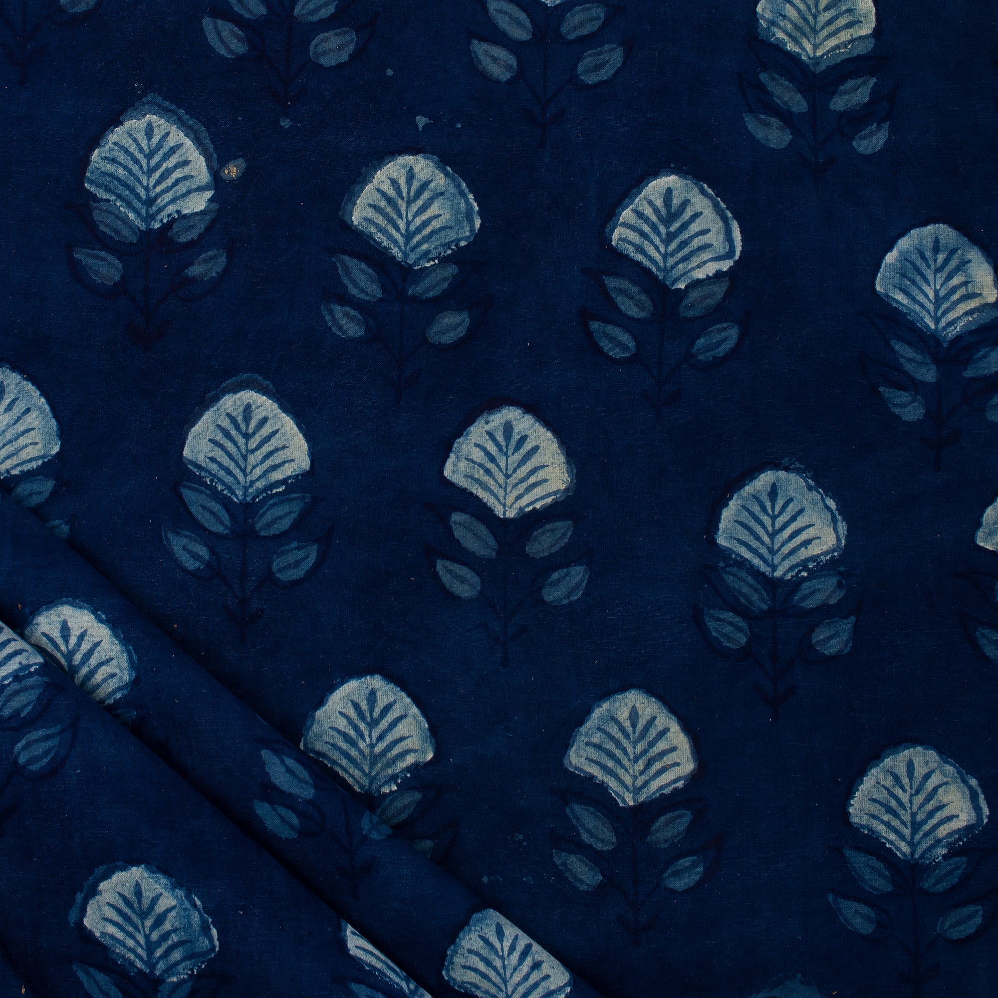 Premium Indigo Blue Hand Block Print Cotton Yard Fabric