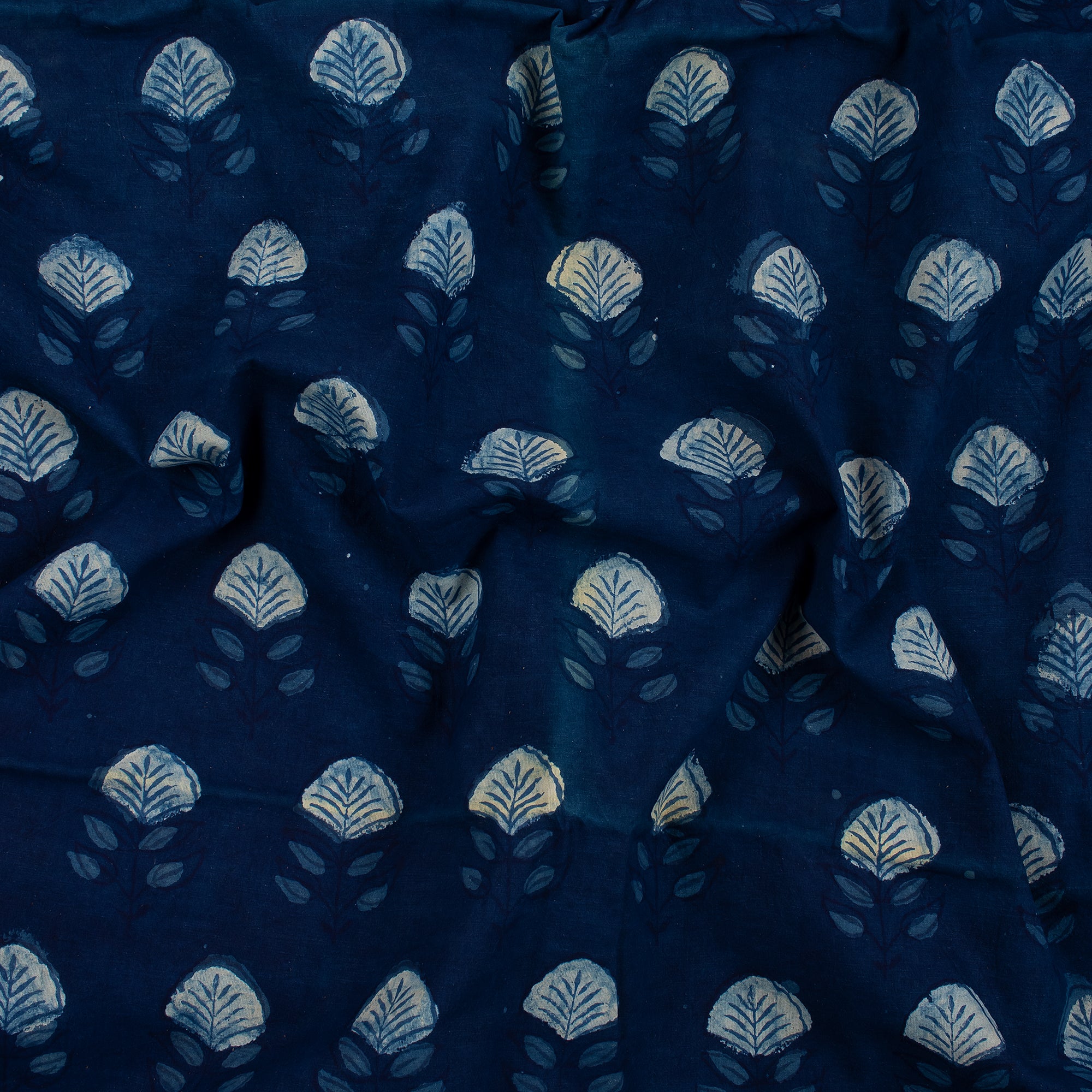 Premium Indigo Blue Hand Block Print Cotton Yard Fabric