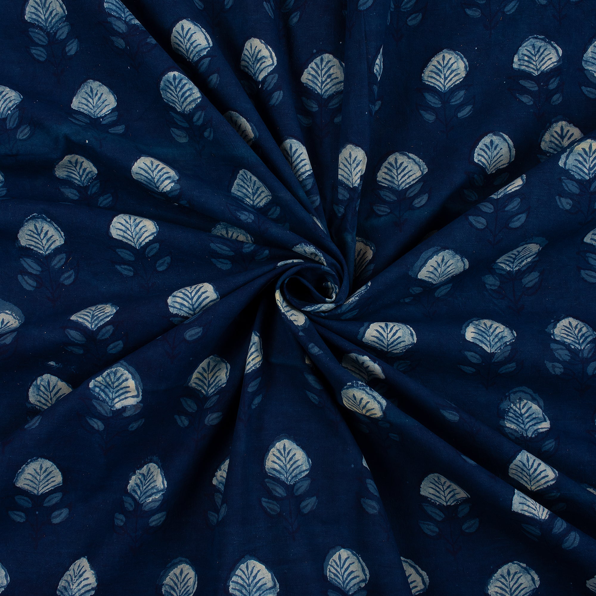 Premium Indigo Blue Hand Block Print Cotton Yard Fabric