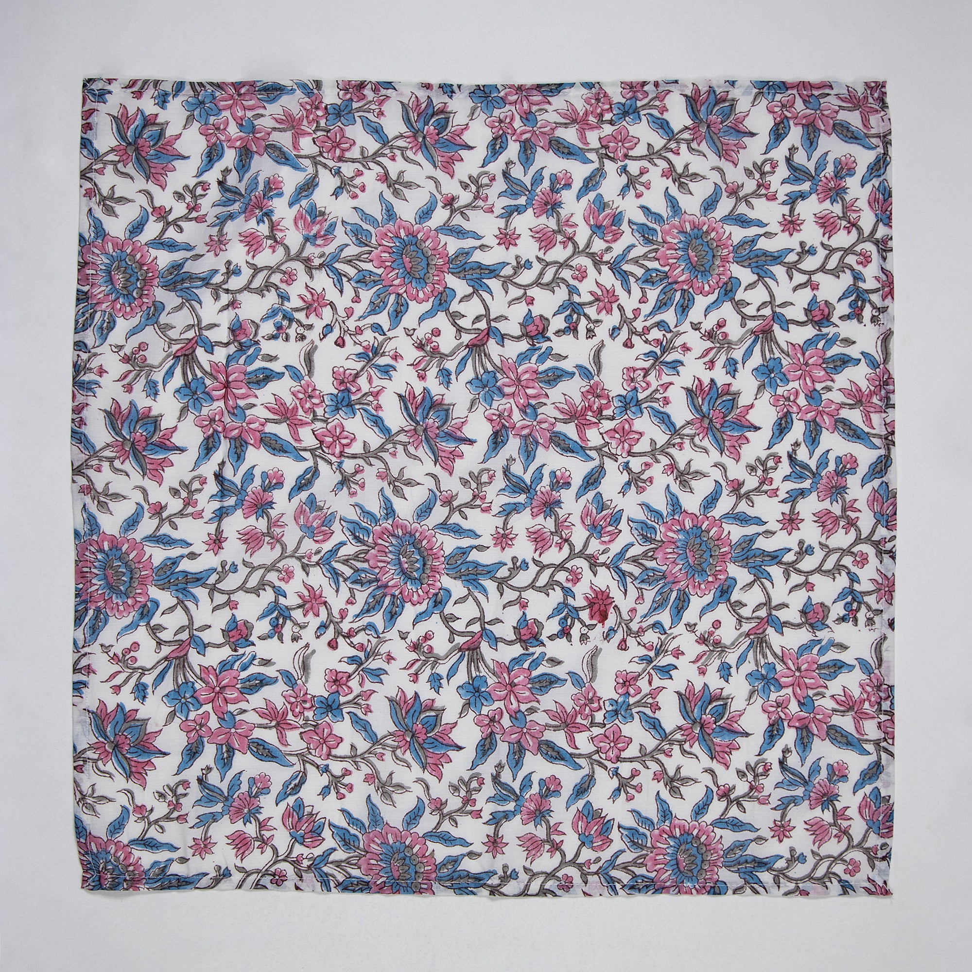 Premium Pink Floral Hand Printed Cotton Napkins Cloth