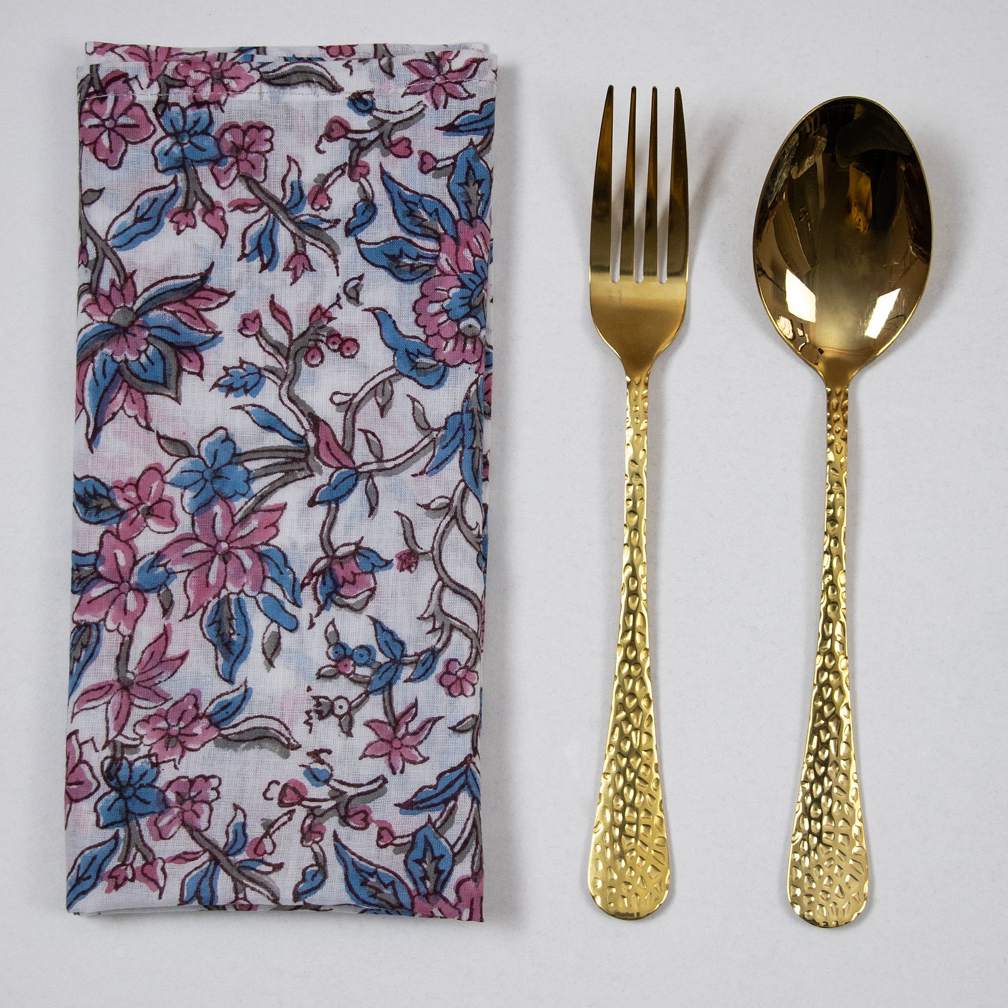 Premium Pink Floral Hand Printed Cotton Napkins Cloth