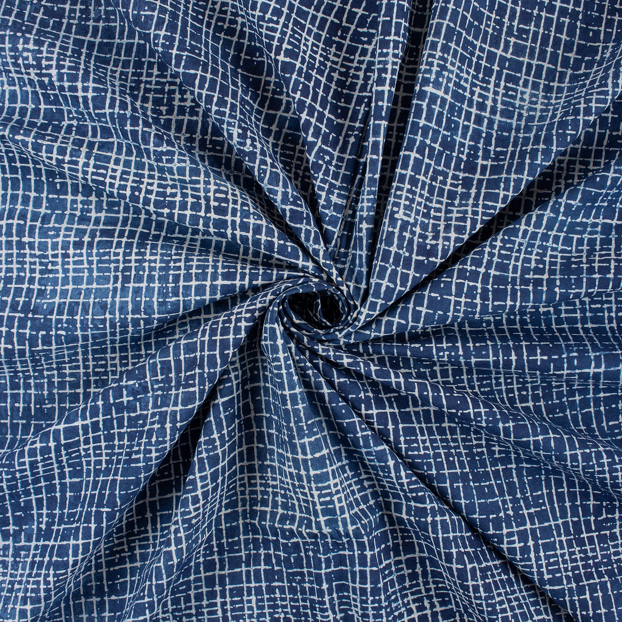 Premium Quality Blue Abstract Printed Cotton Fabric