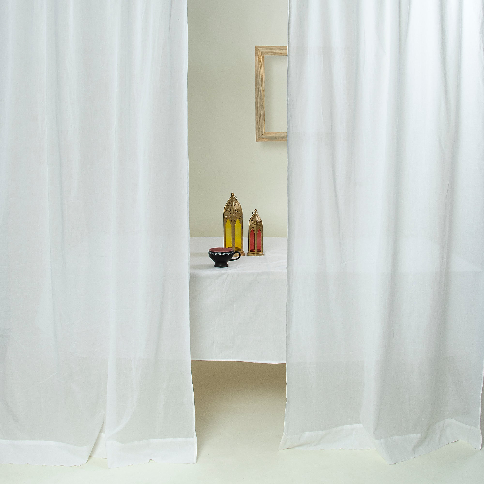 Premium Solid White Cotton Curtains For Living Room