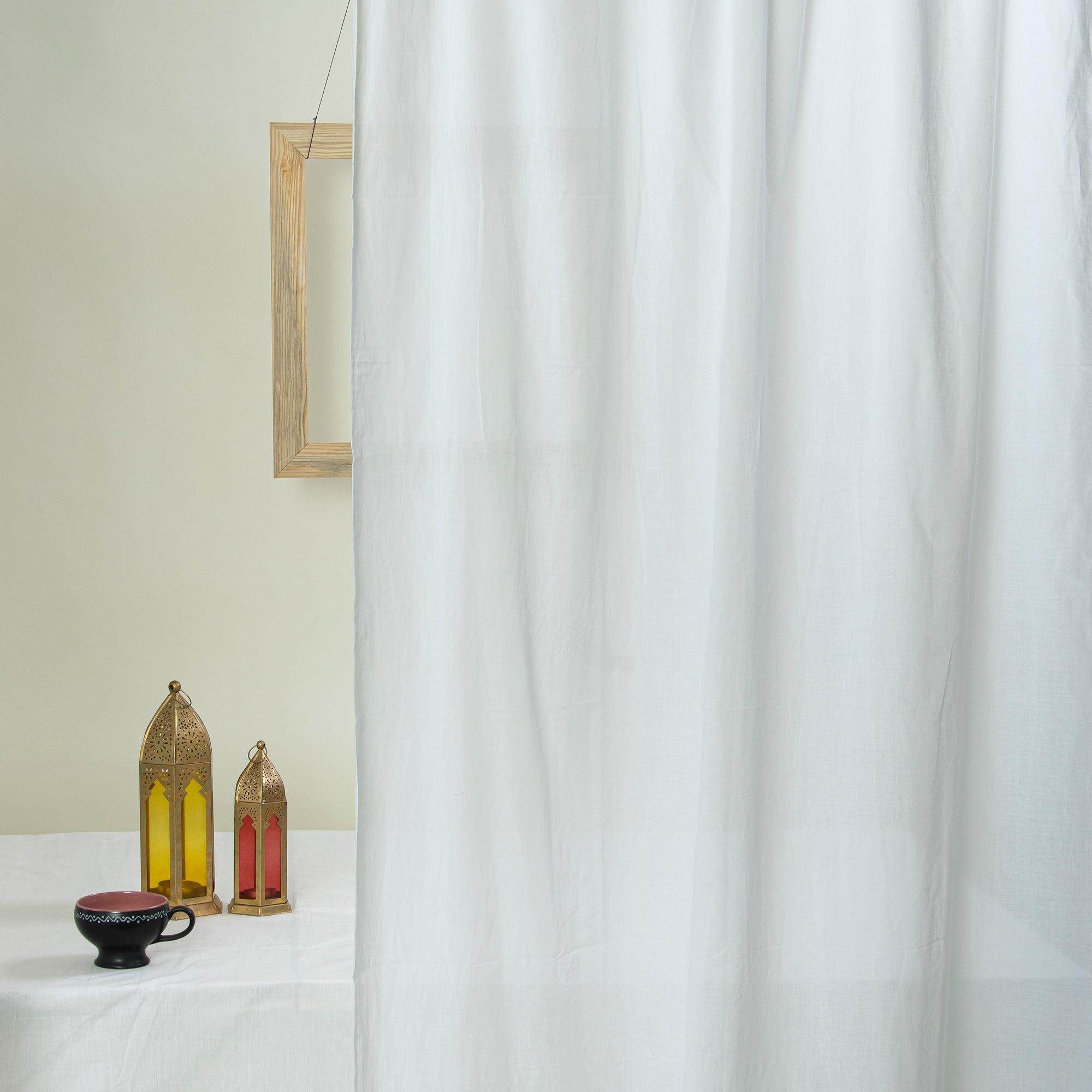 Premium Solid White Cotton Curtains For Living Room