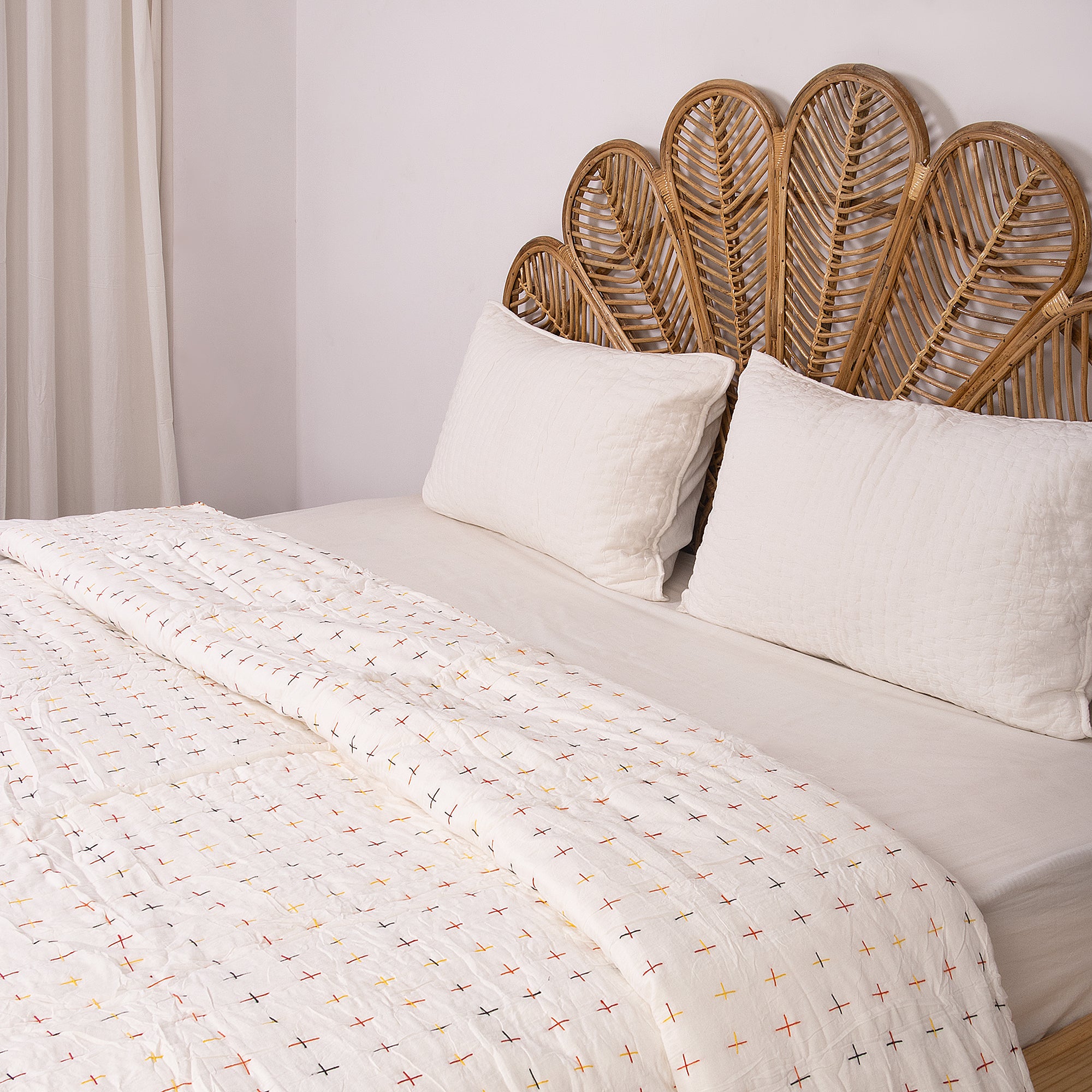 Premium Stitched Organic Cotton Kantha Quilt Blanket