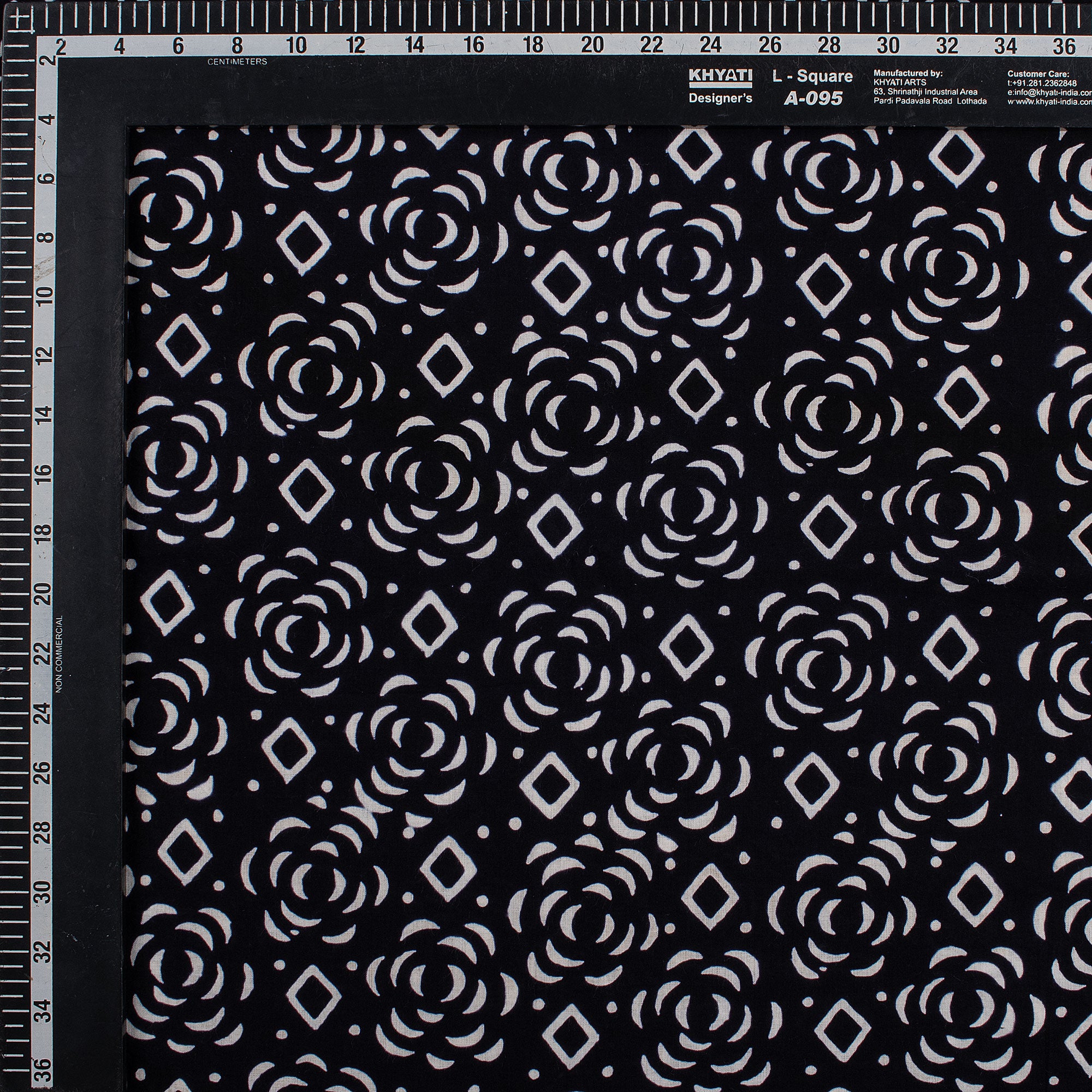 Pure Cotton Hand Block Printed Black & White Fabric