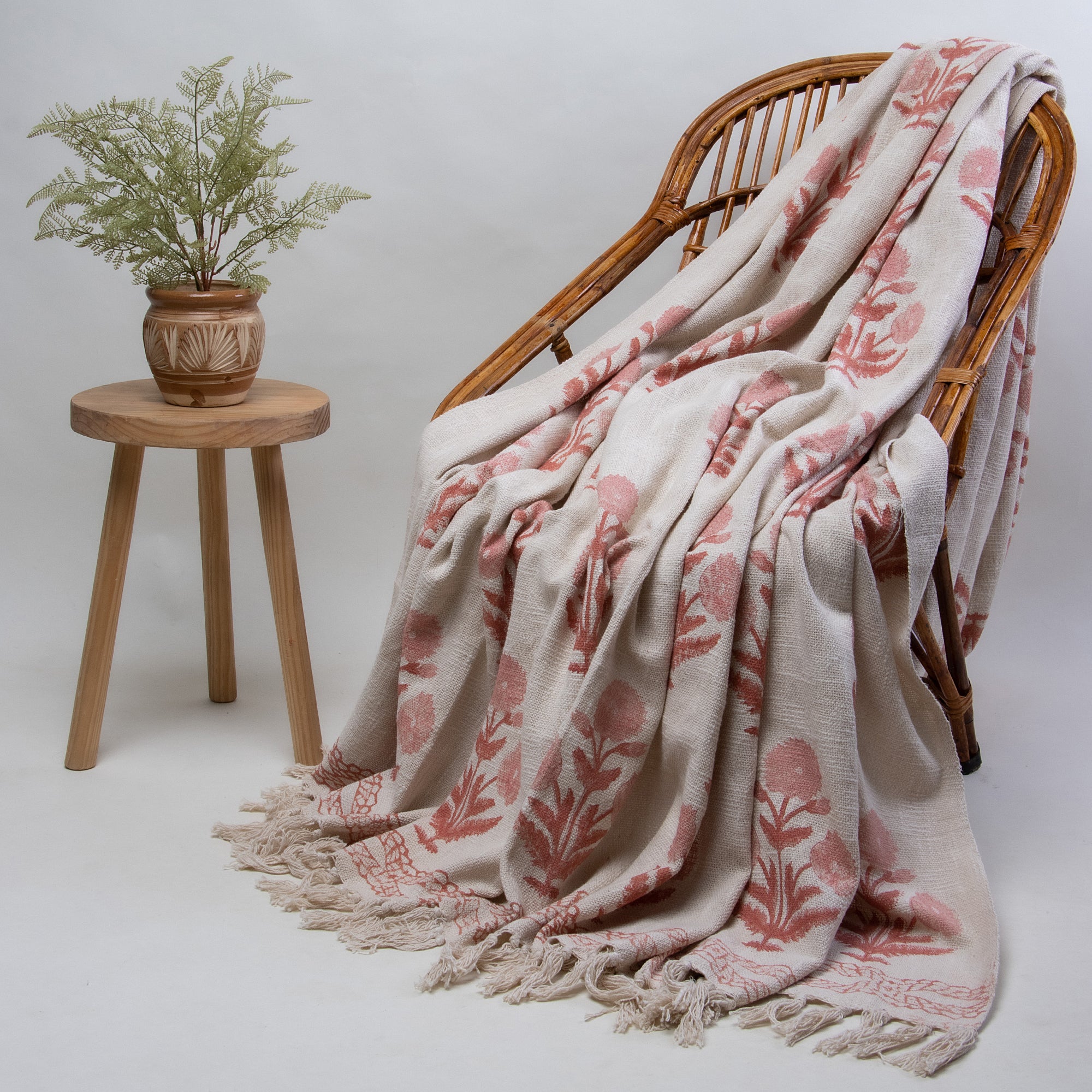 Pure Cotton Hand Block Printed Sofa Throw Blanket