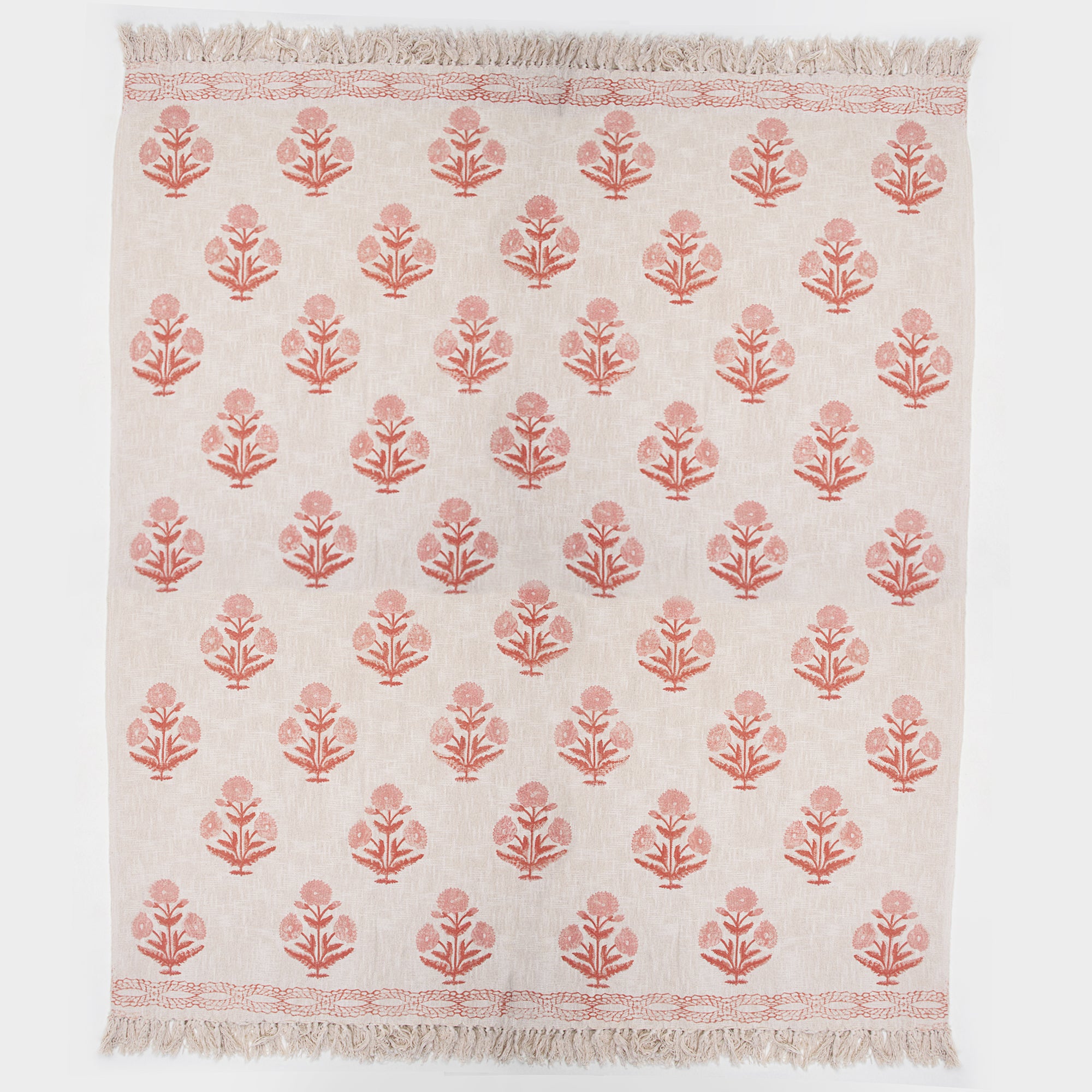 Pure Cotton Hand Block Printed Sofa Throw Blanket
