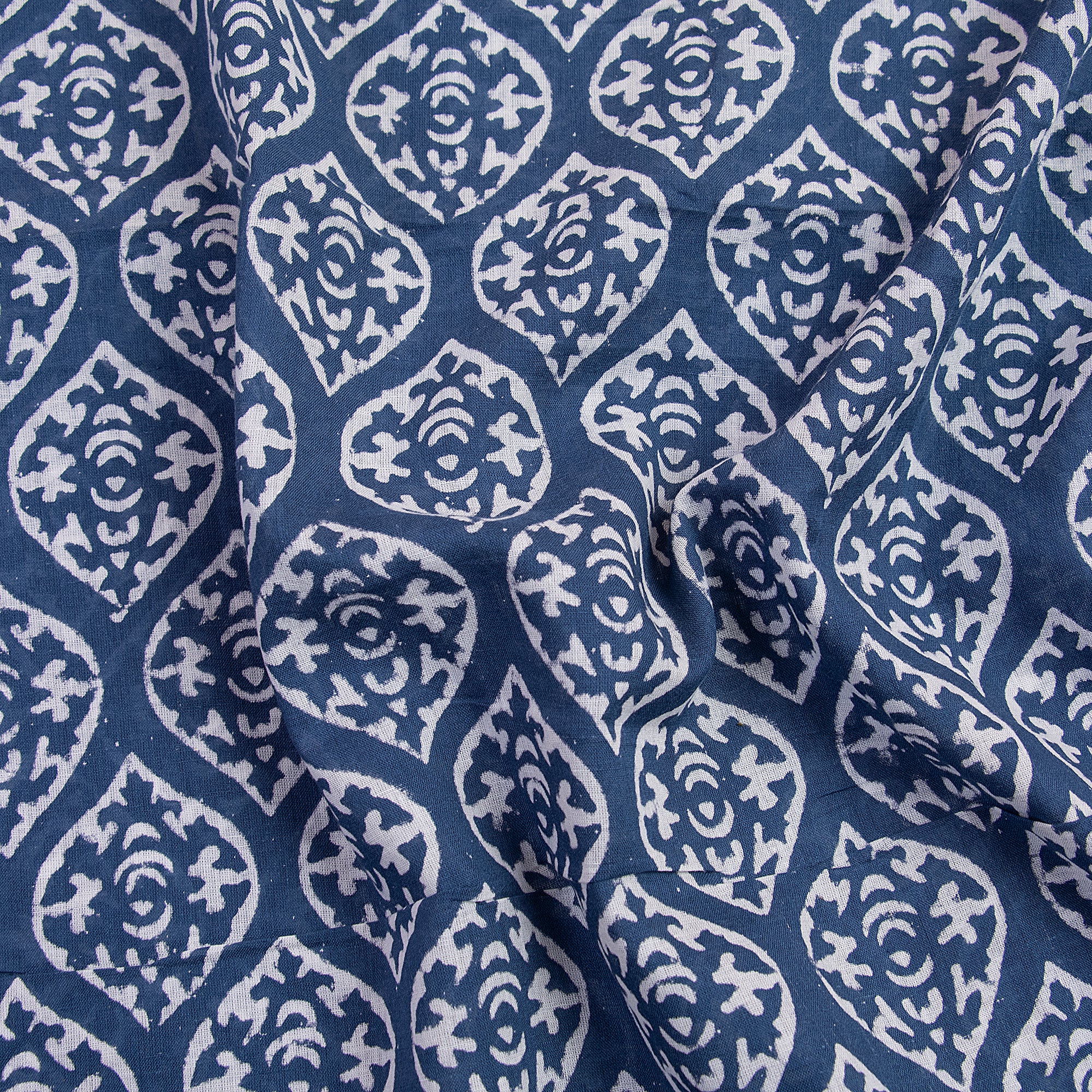 Pure Cotton Indigo Dyed Blue Print Fabric