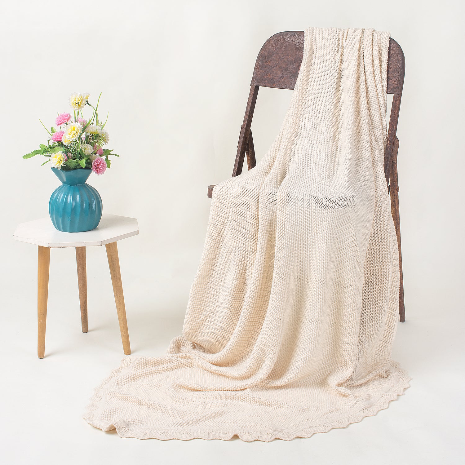 Pure Cotton Knitted Throw Blanket