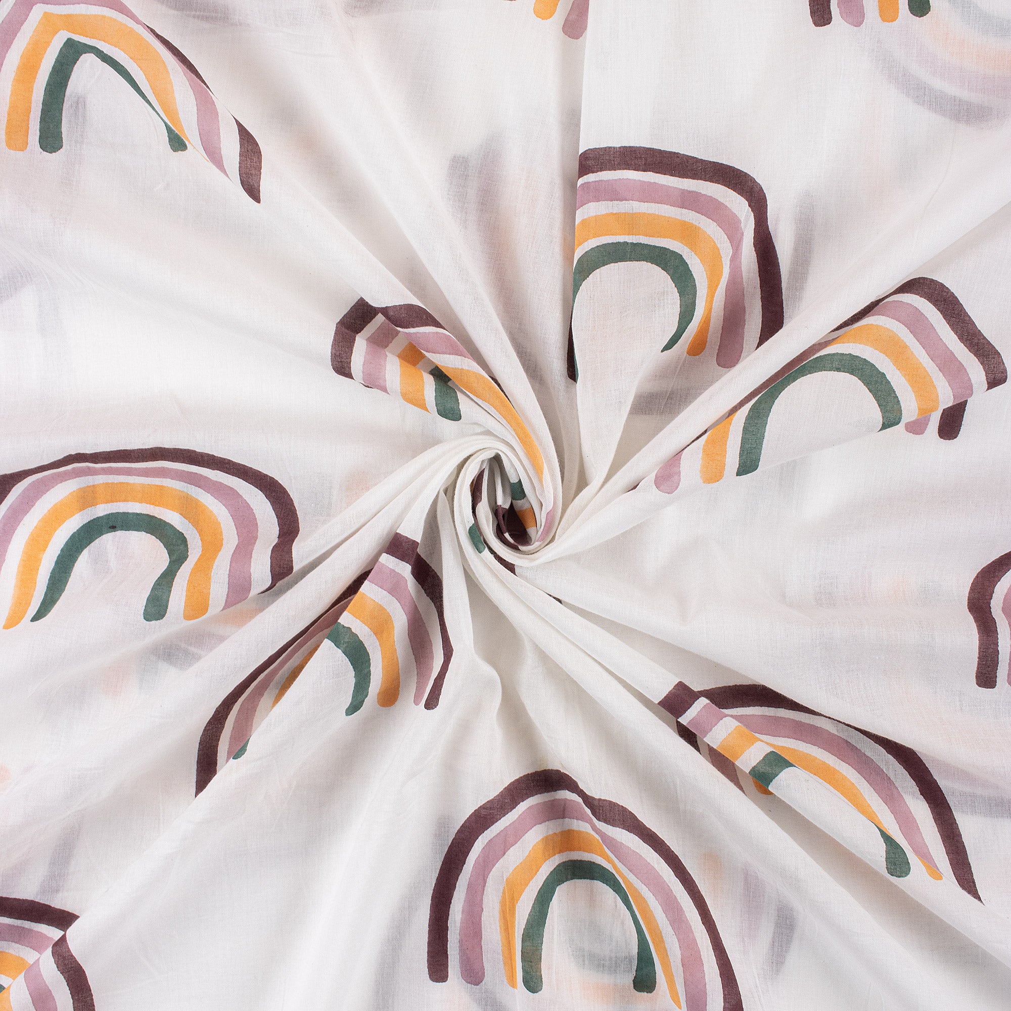 Pure Cotton Rainbow Block Print Fabric By The Yard