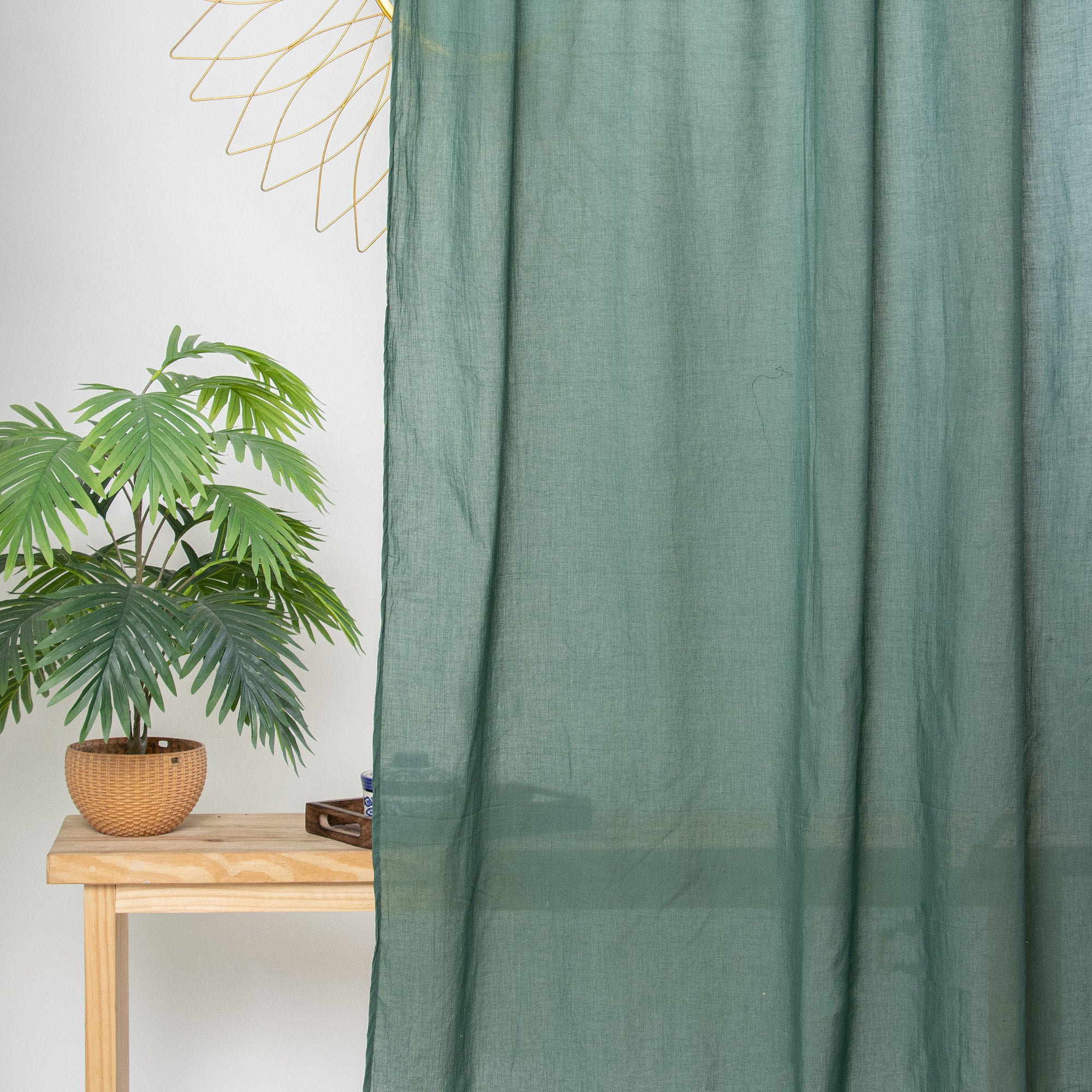 Pure Cotton Solid Dark Green Cotton Curtain
