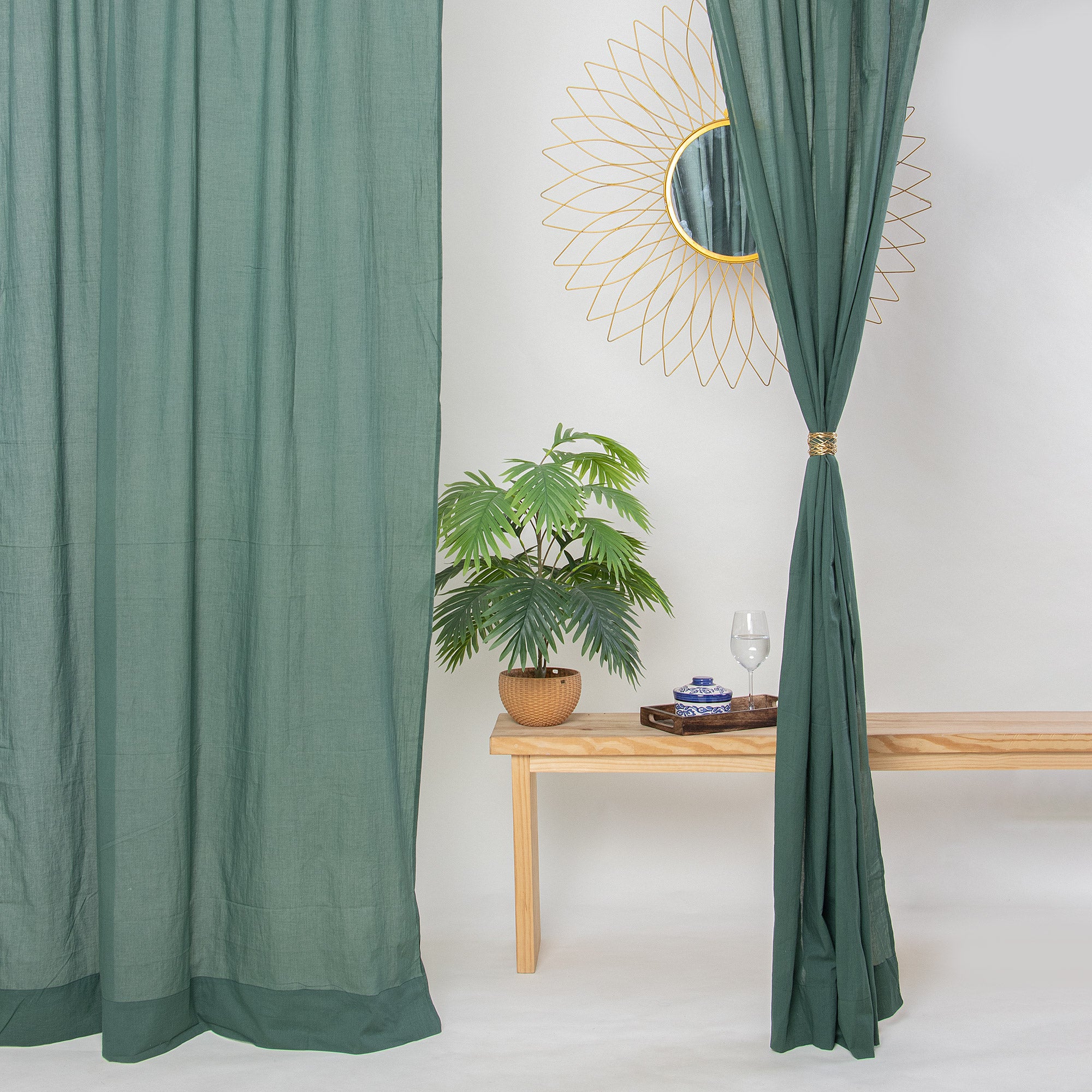 Pure Cotton Solid Dark Green Cotton Curtain