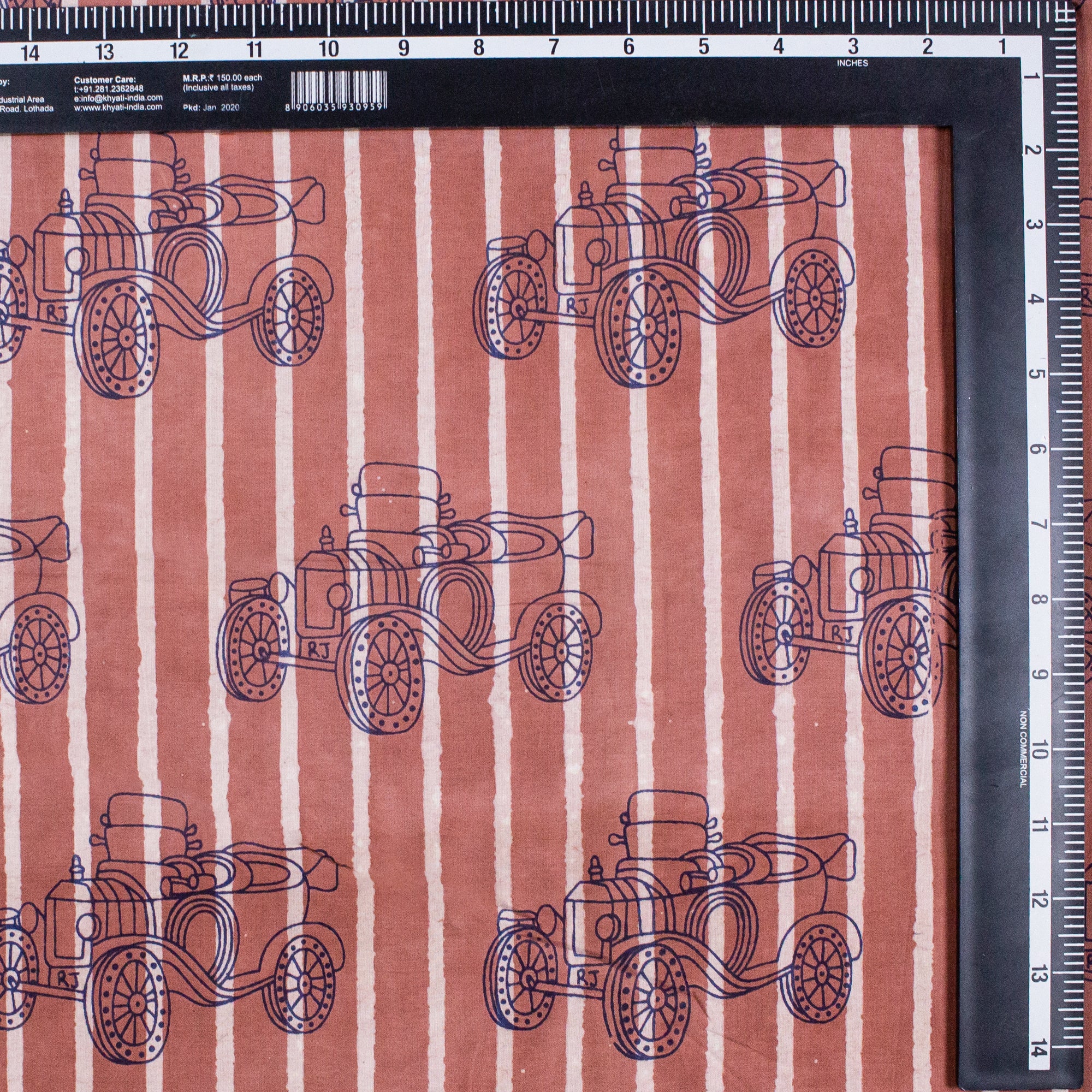 Pure Cotton Vehicle Dabu Hand Block Print Fabric