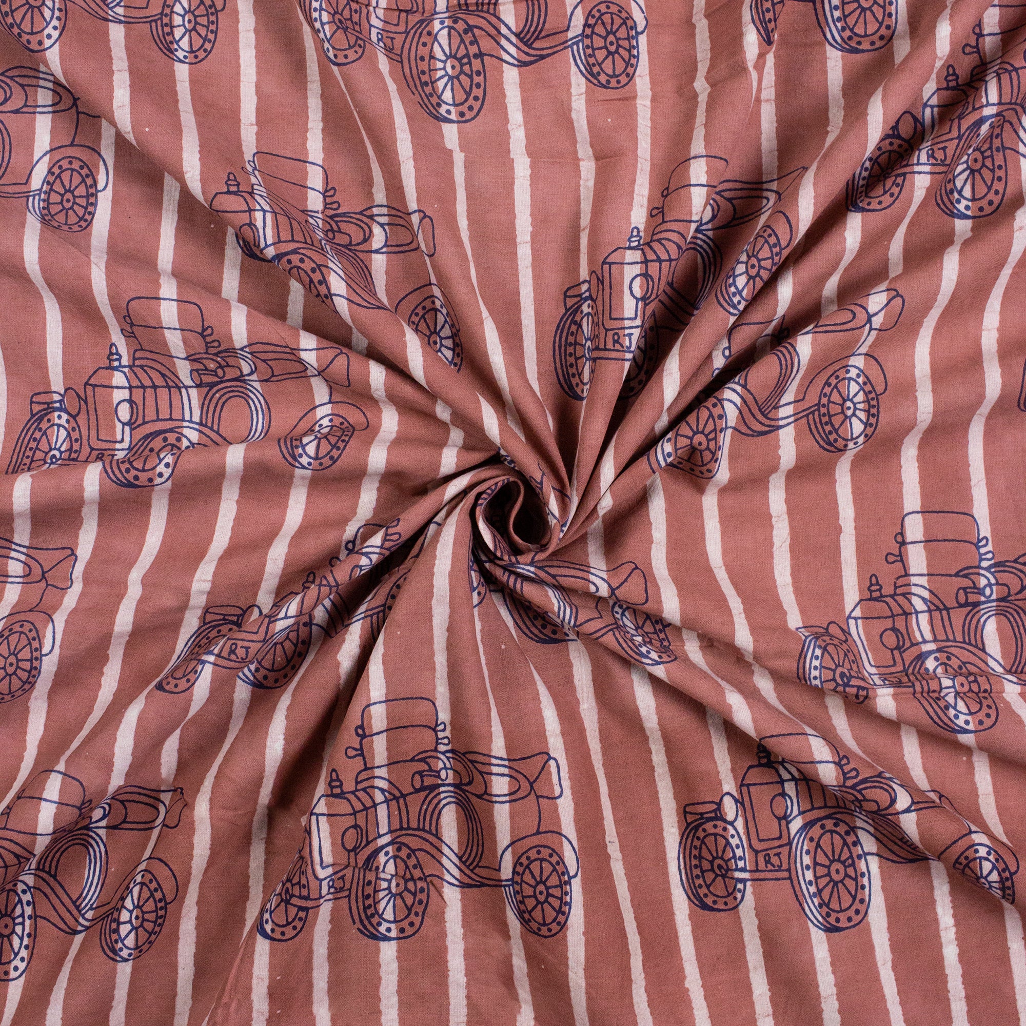 Pure Cotton Vehicle Dabu Hand Block Print Fabric