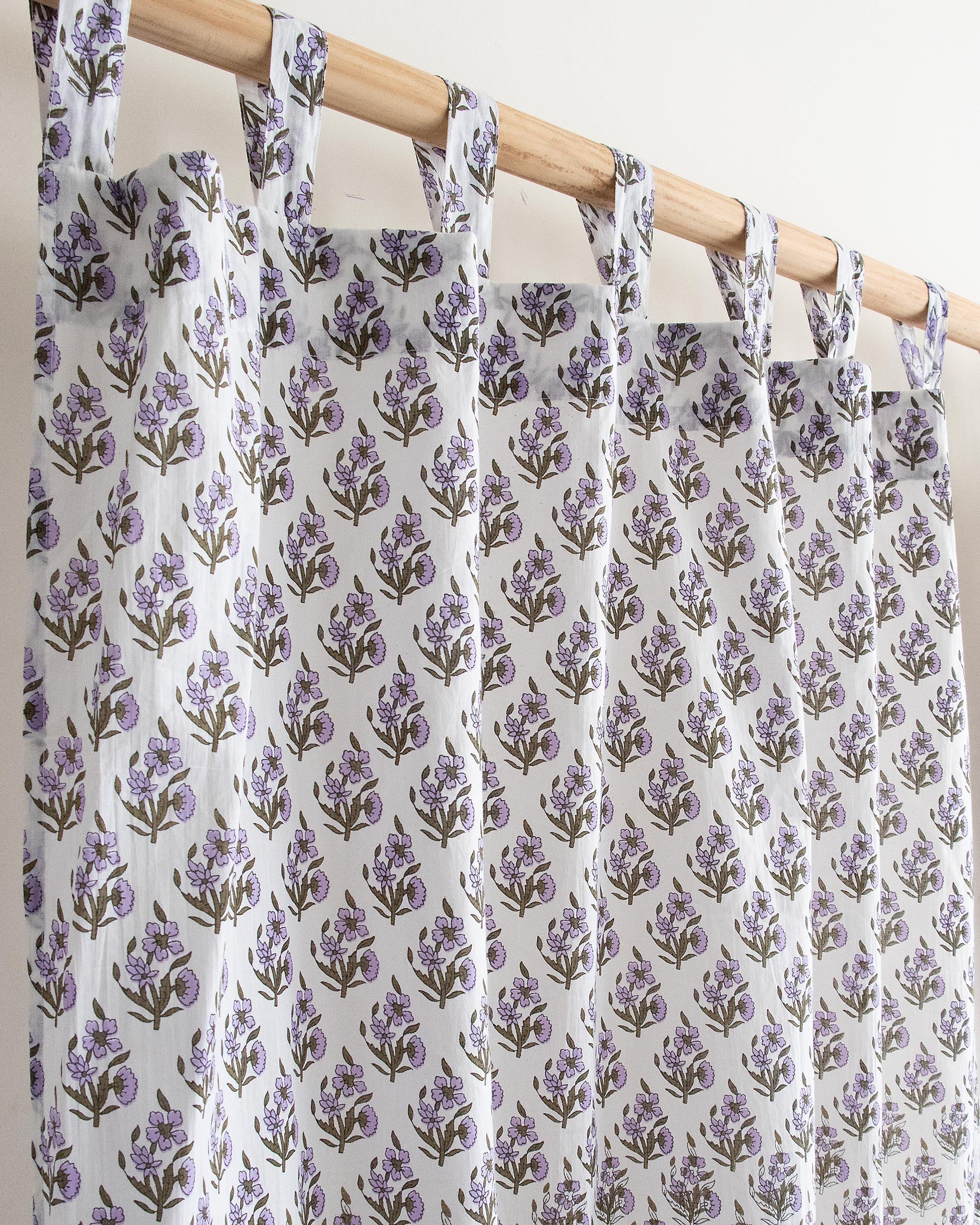 Purple Floral Block Prined Cotton Curtain for Door Online