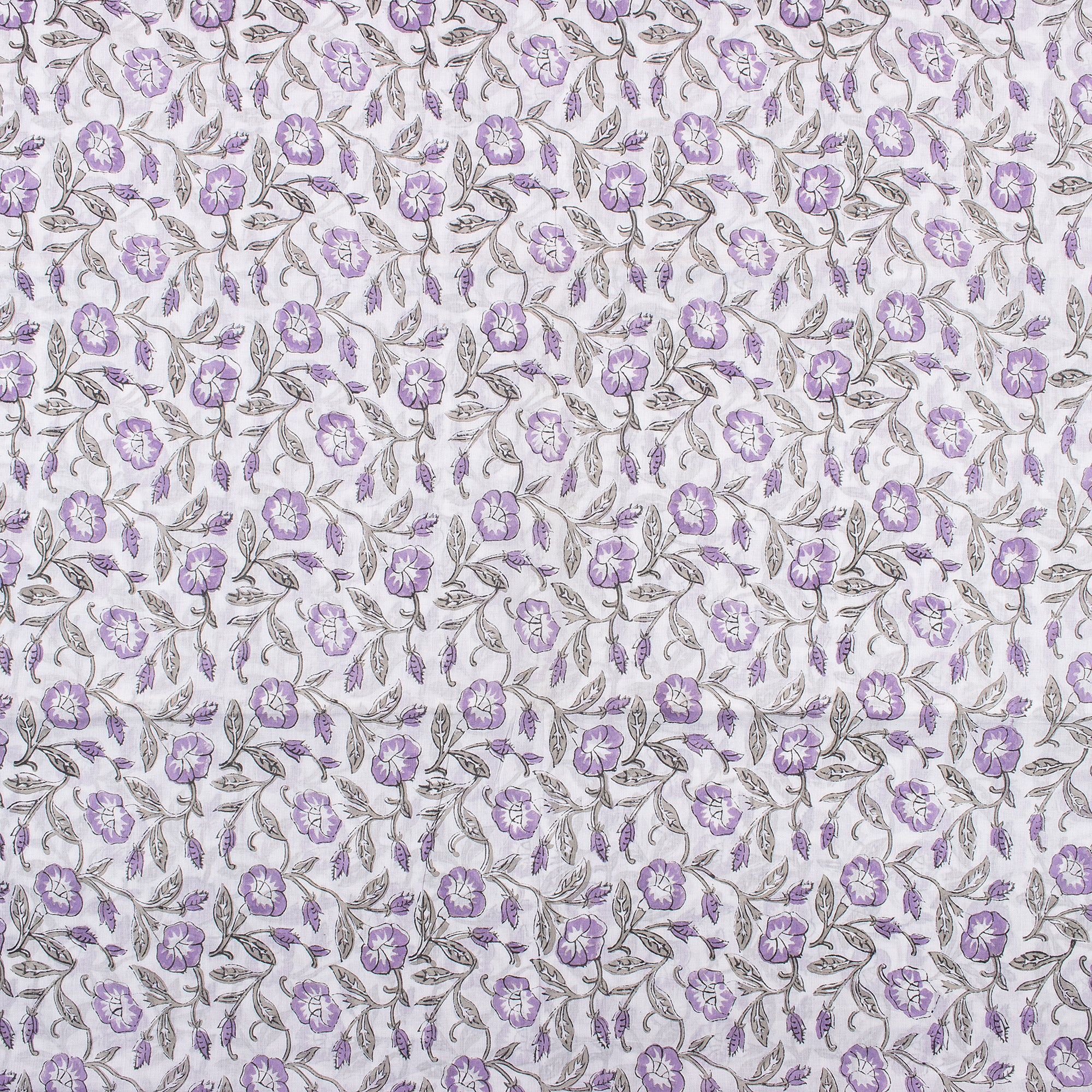 Purple Floral Indain Hand Block Print Fabric