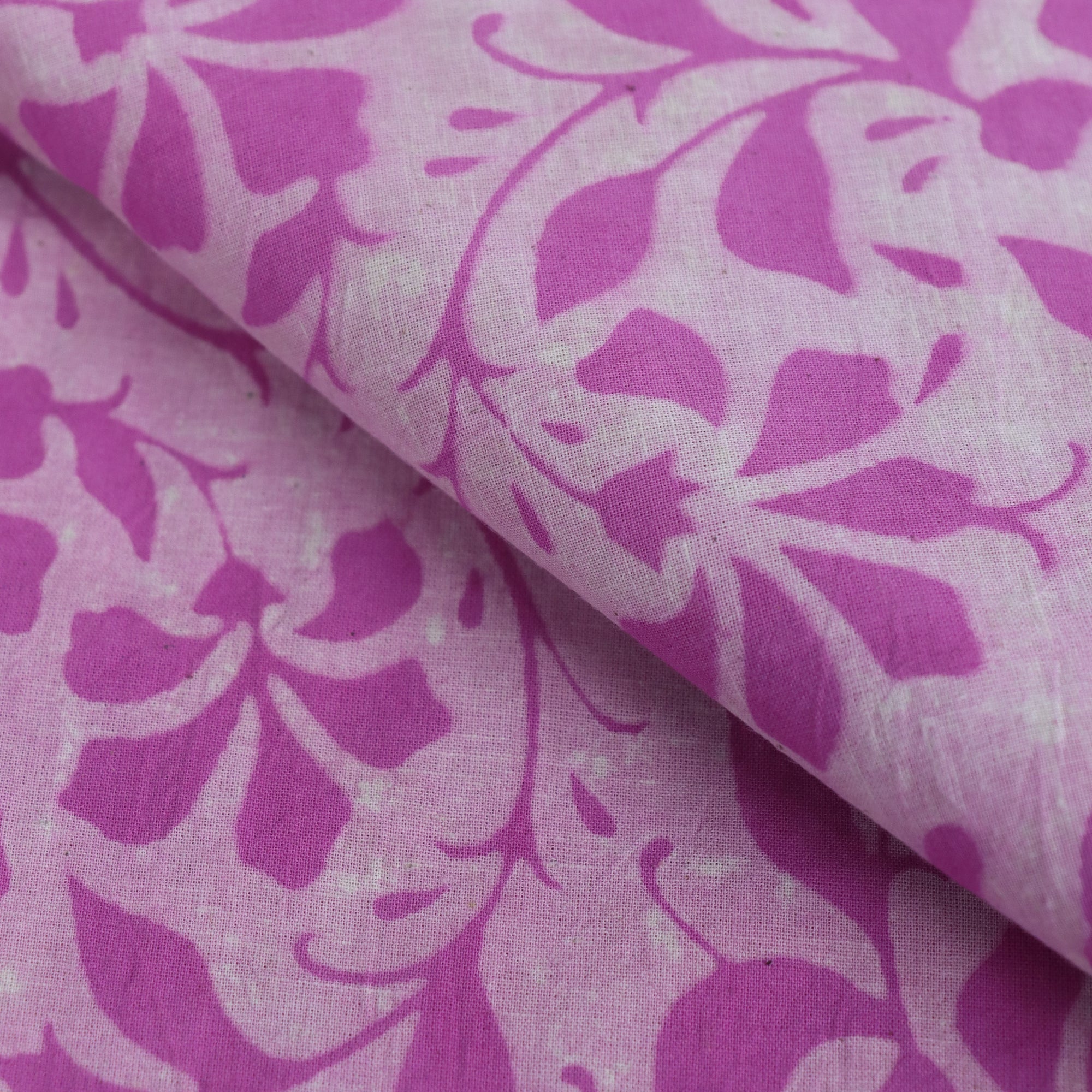Purple Floral Pure Cotton Hand Block Print Dabu Fabric