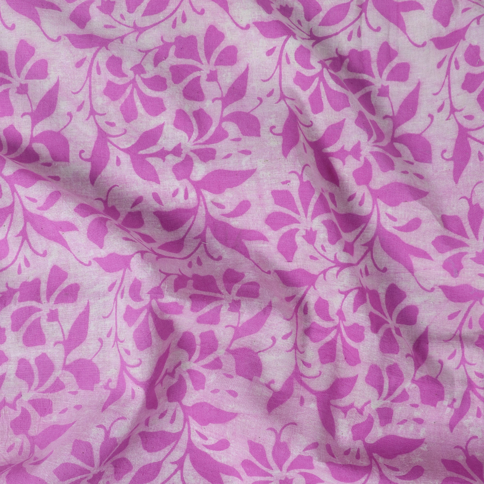Purple Floral Pure Cotton Hand Block Print Dabu Fabric