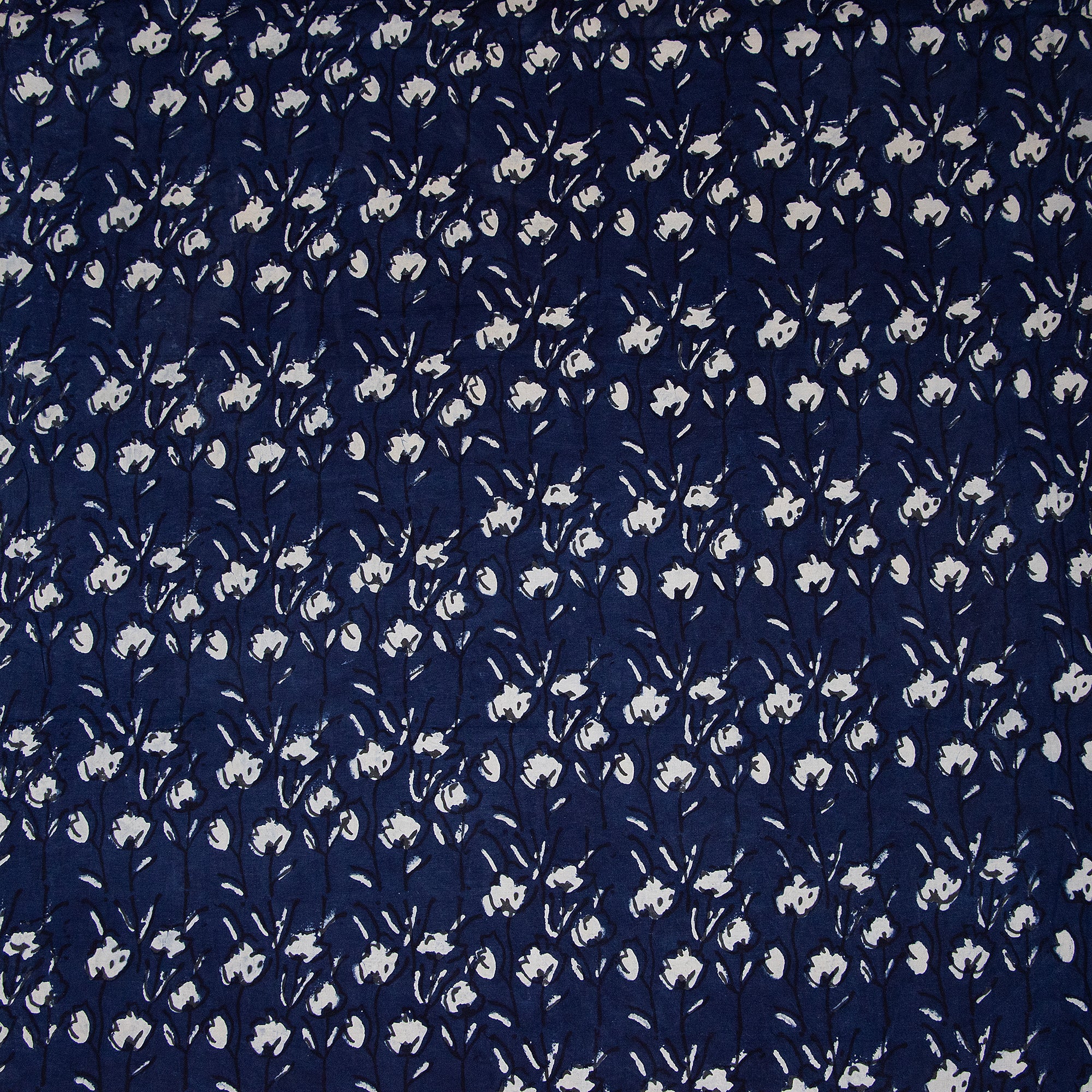 Quality Indigo Floral Printed Organic Natural Cotton Fabric