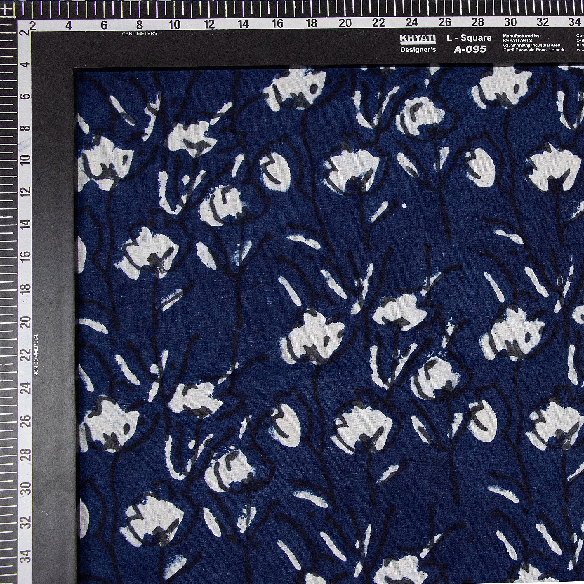 Quality Indigo Floral Printed Organic Natural Cotton Fabric