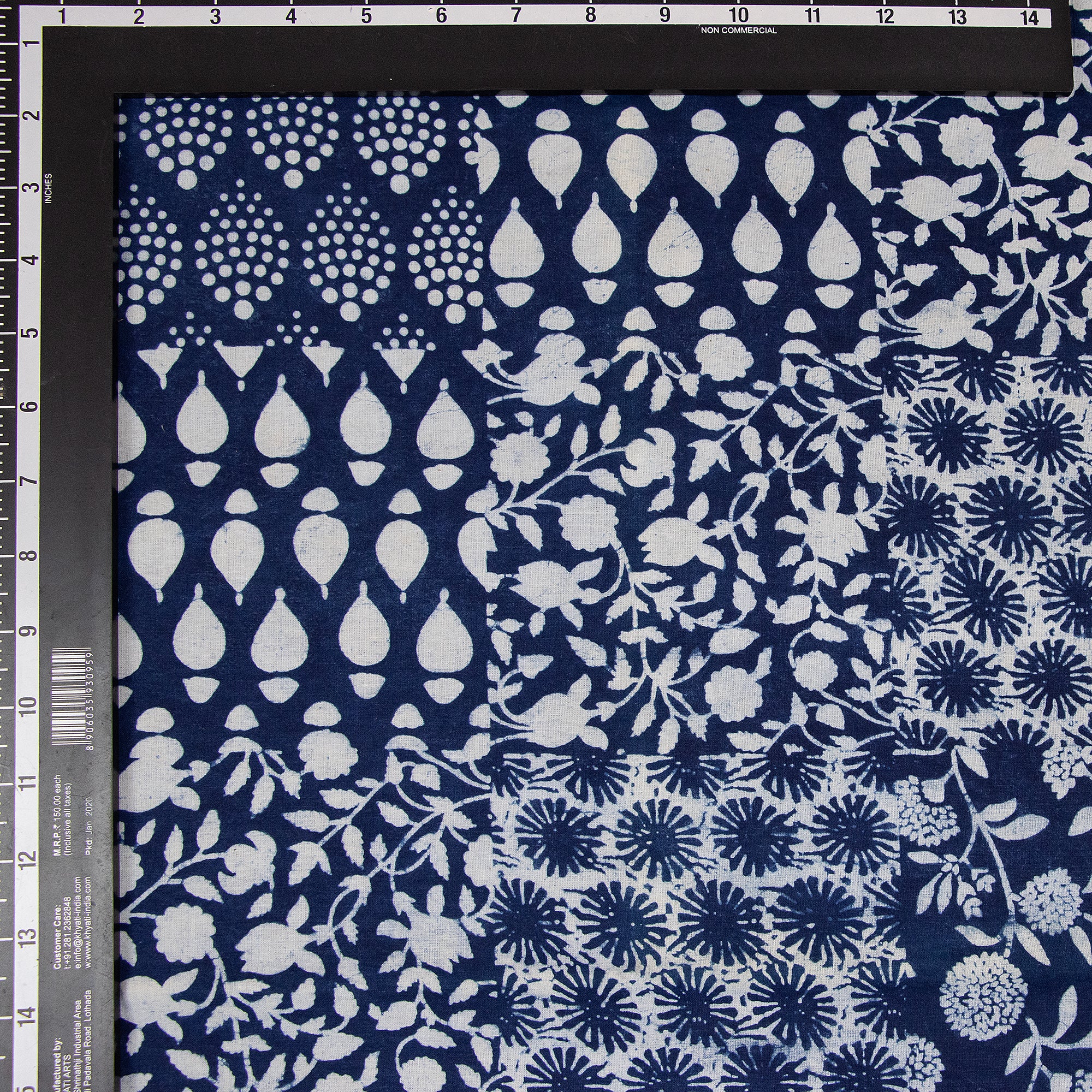 Quality Indigo Patchwork Print Cotton Yard Fabric