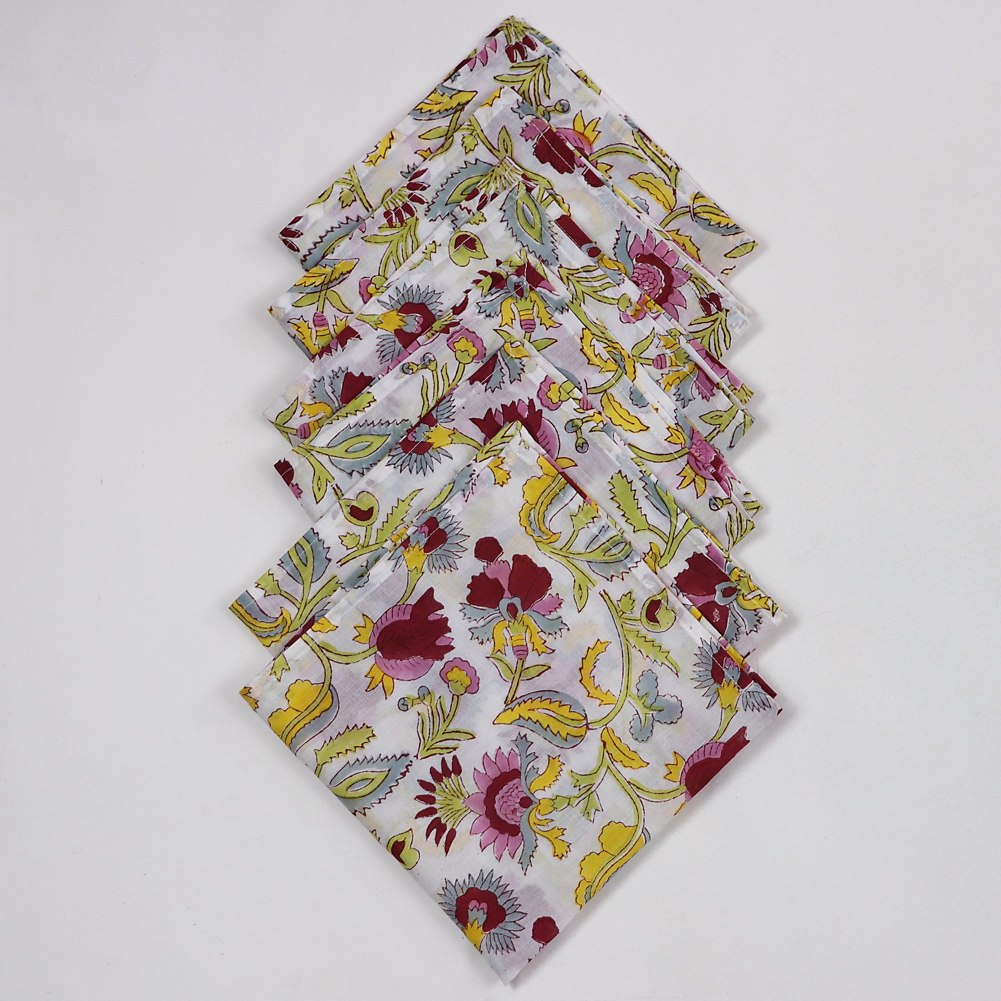 Quality Organic Cotton Red Floral Dinner Table Napkin