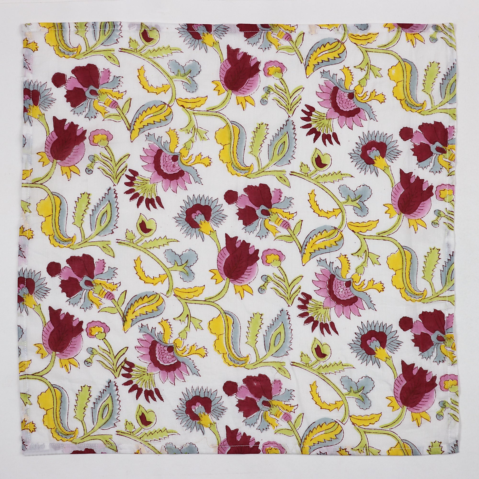 Quality Organic Cotton Red Floral Dinner Table Napkin