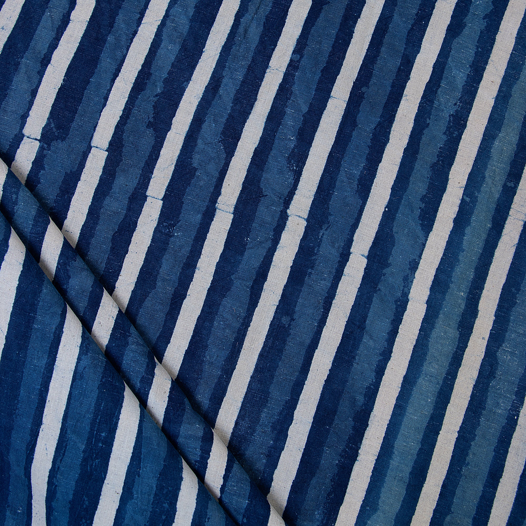 Quality Striped Indigo Print Soft Cotton Fabric