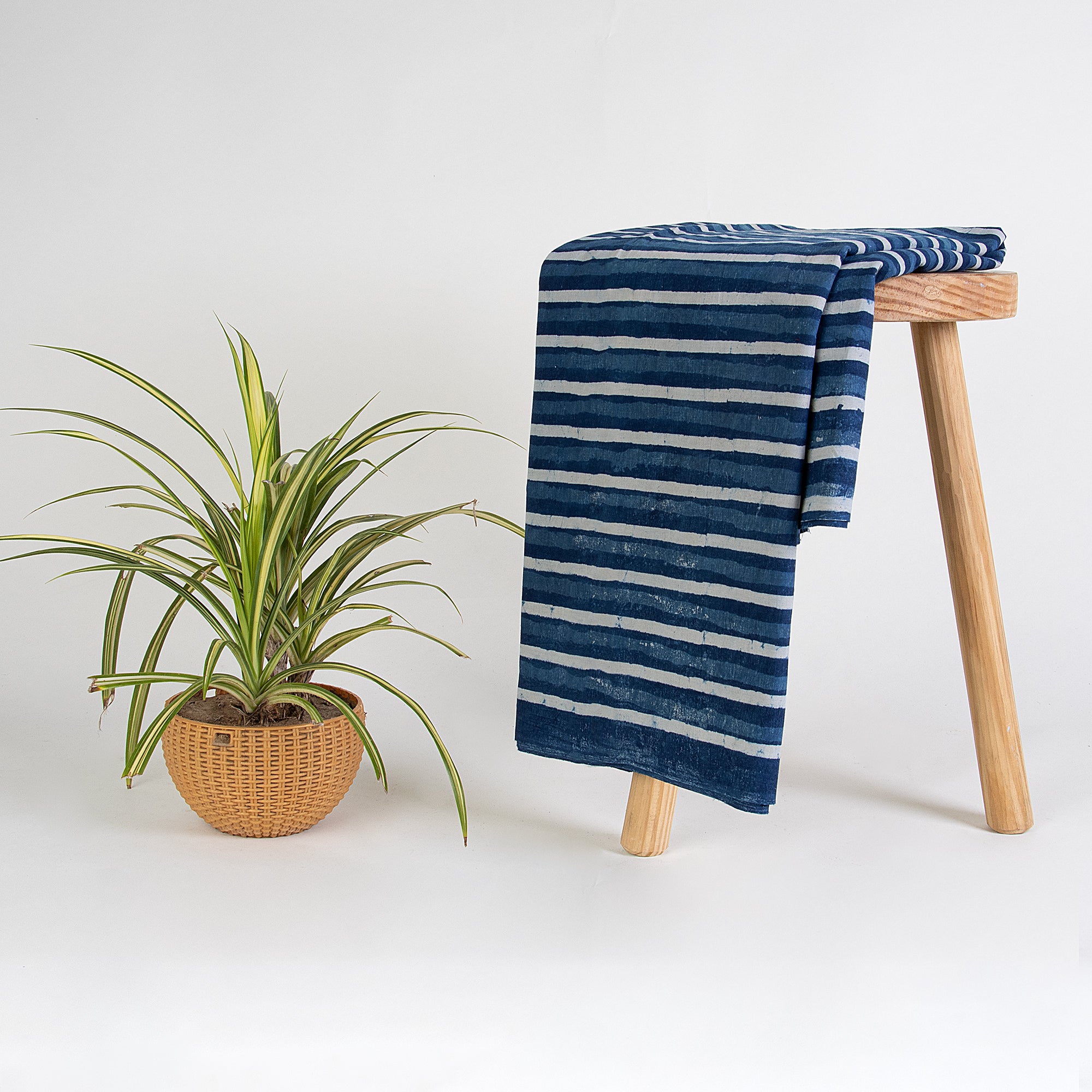 Quality Striped Indigo Print Soft Cotton Fabric