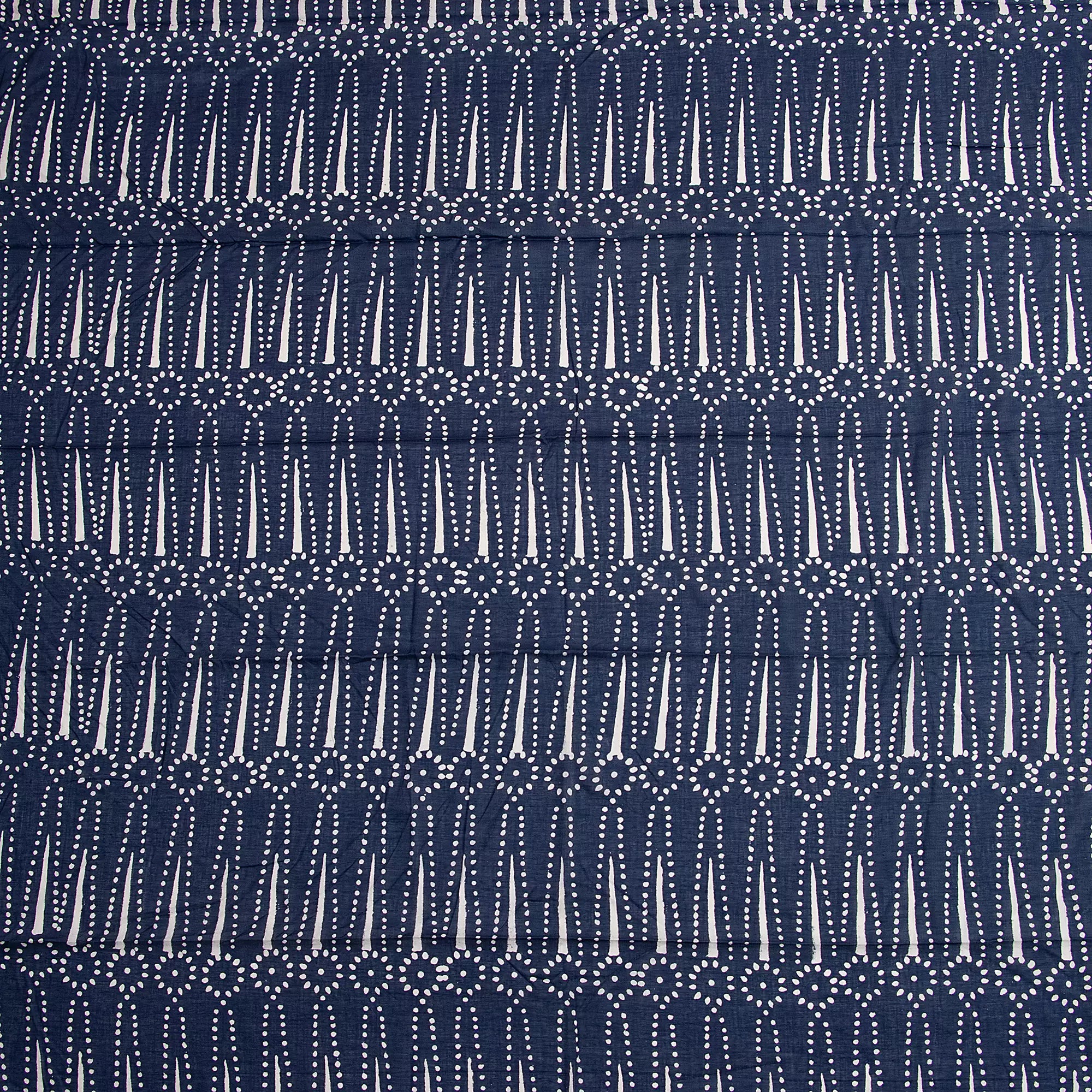 Indigo Blue Printed Pure Cotton Discharge Fabric