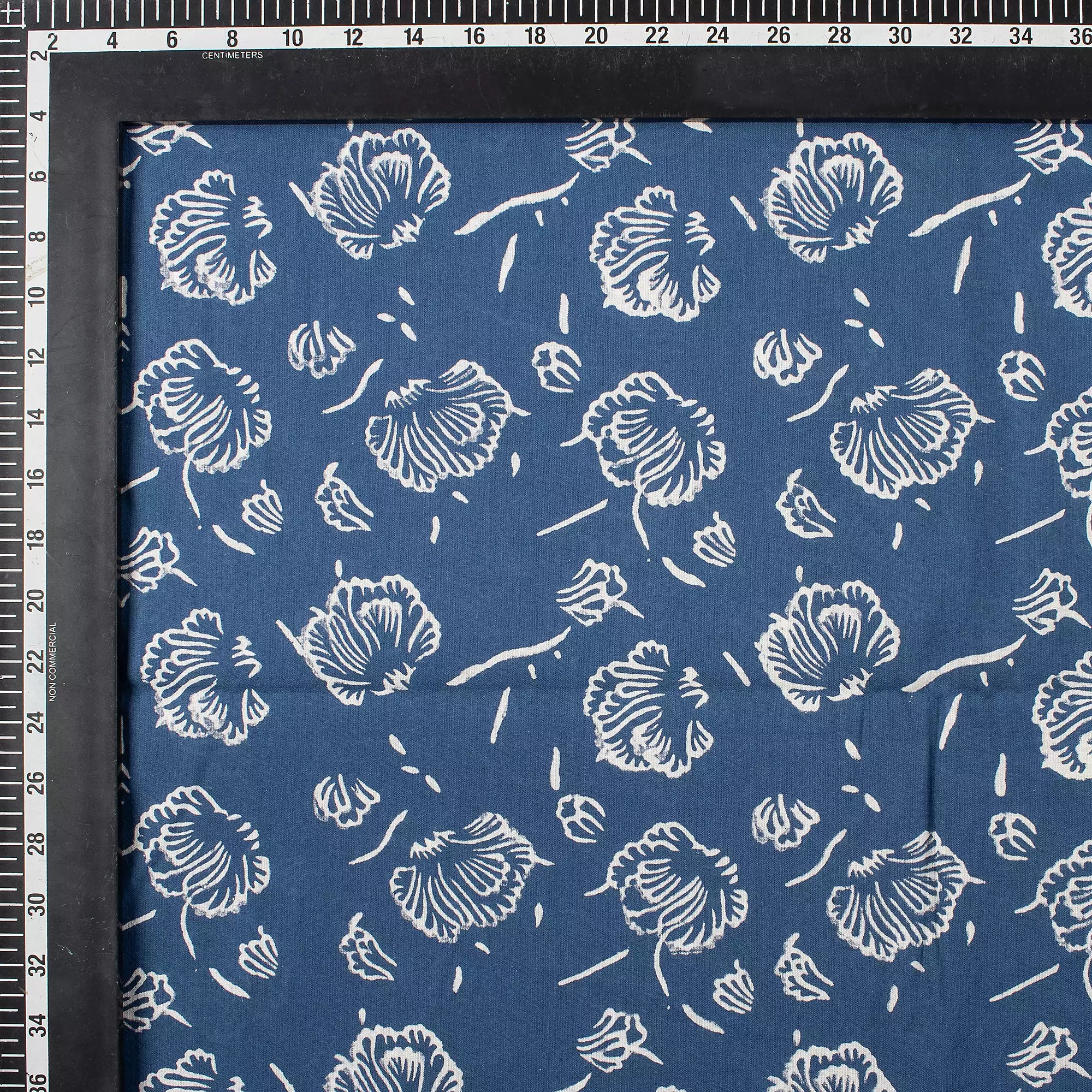 Blue Floral Printed Pure Cotton Discharge Fabric