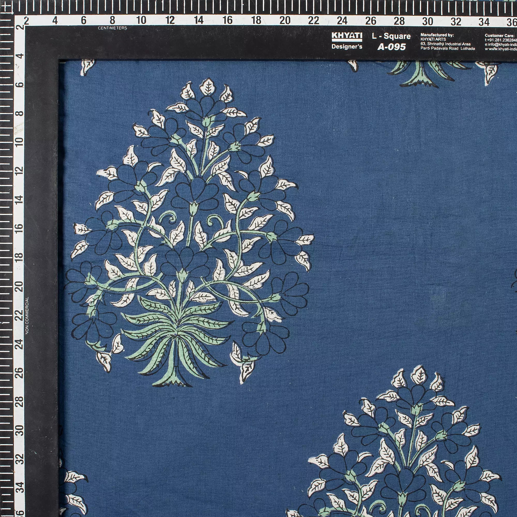 Discharge Hand Block Printed Boota Organic Cotton Fabric