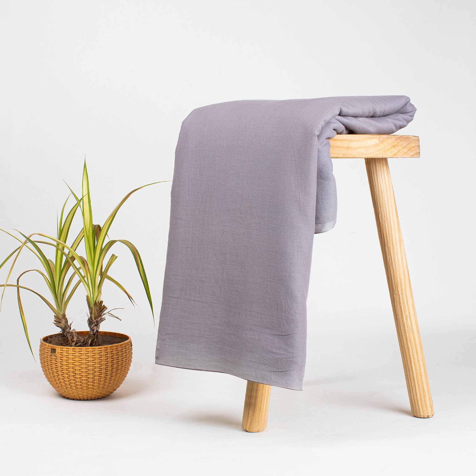 Grey Solid Pure Cotton Plain Cloth