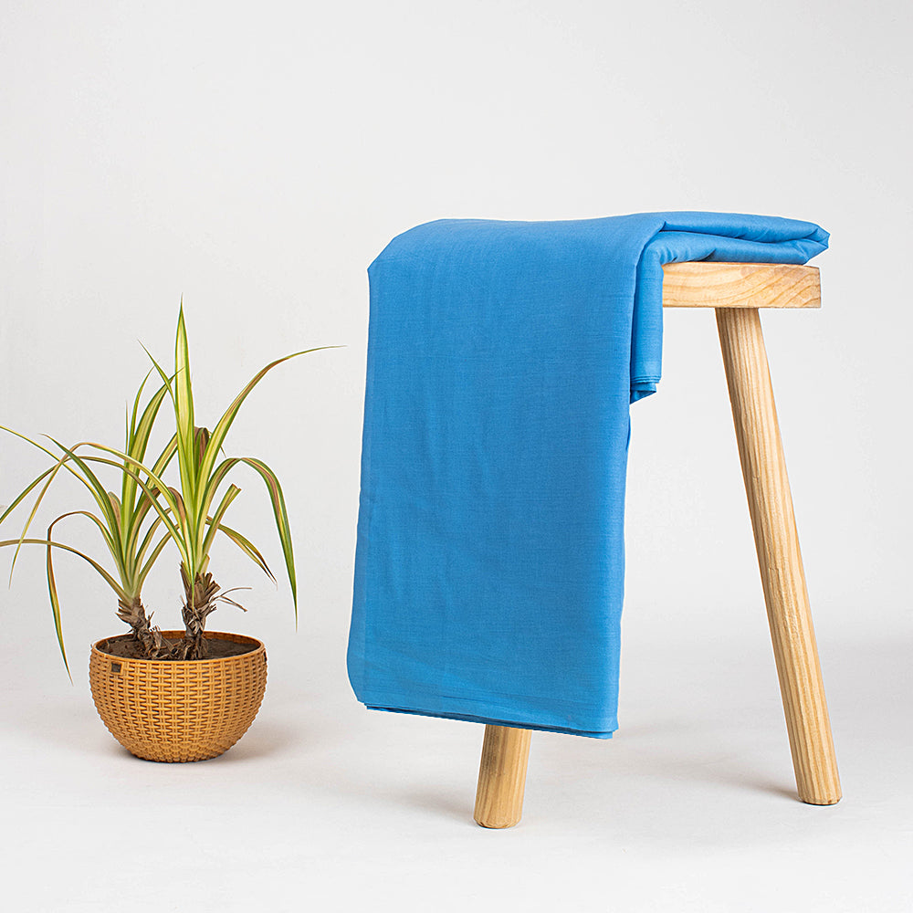 Solid Blue Cotton Shirting Fabric