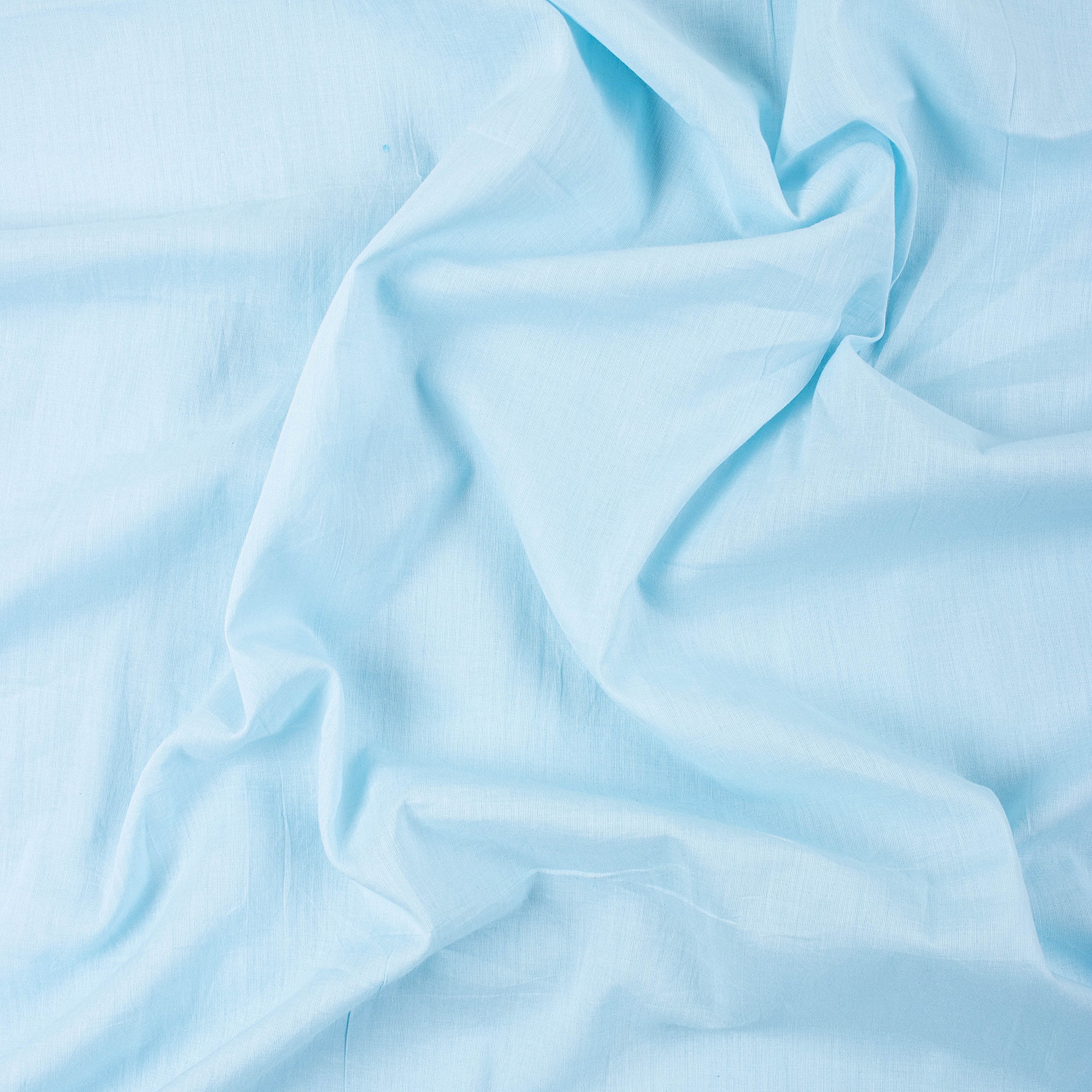 Solid Sky Blue Cotton Plain Fabric
