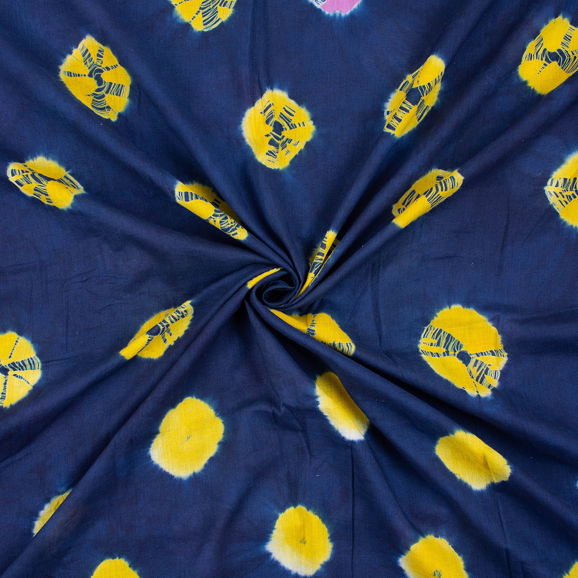 Shibori Tie Dye Blue Handdyed Fabric