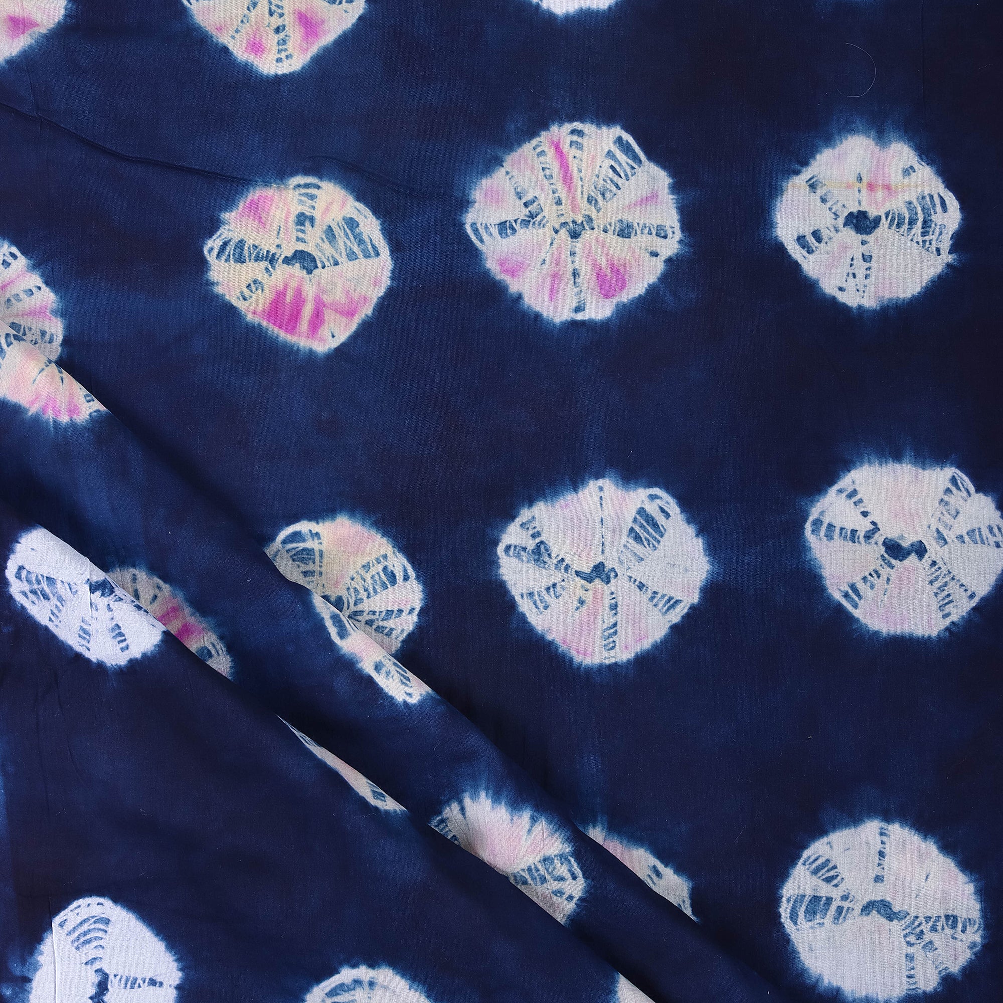 Indian Tie Dye Blue Running Fabric for Kurti
