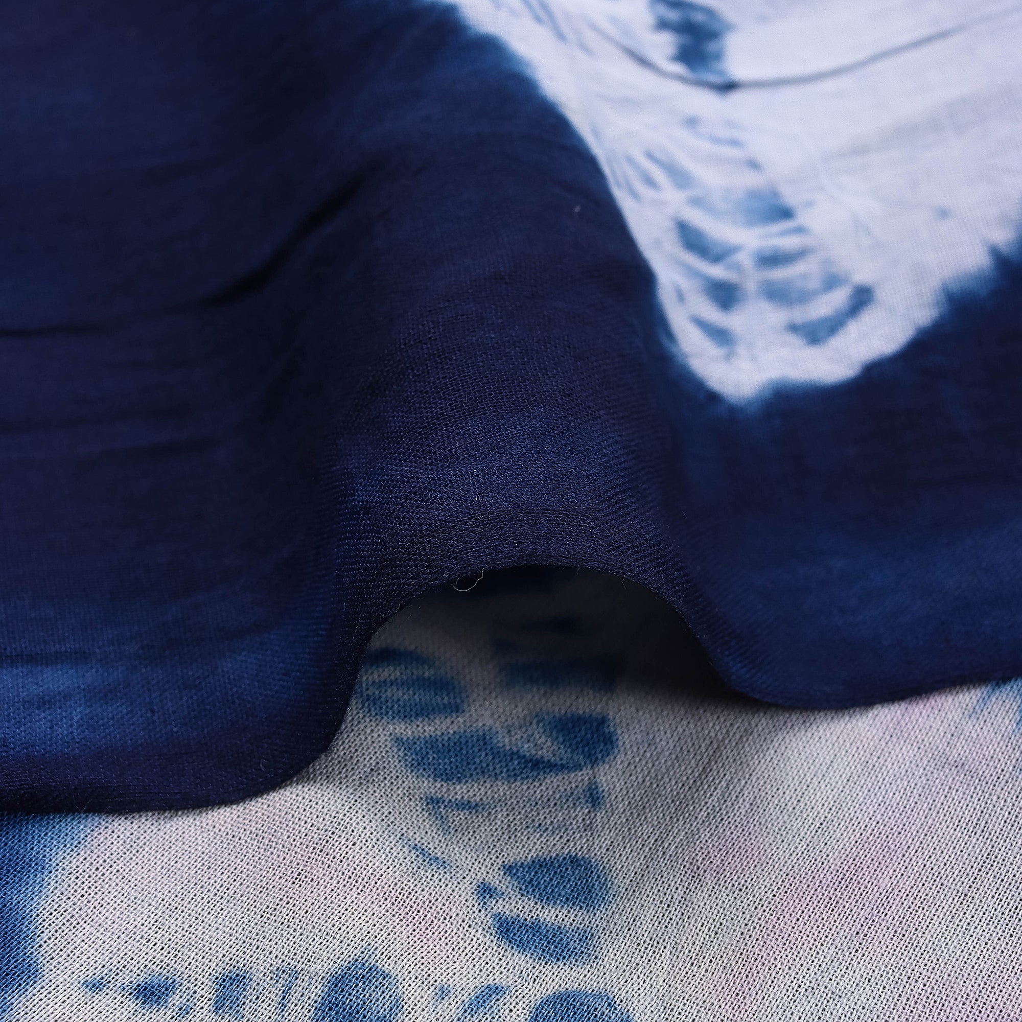 Indian Tie Dye Blue Running Fabric for Kurti