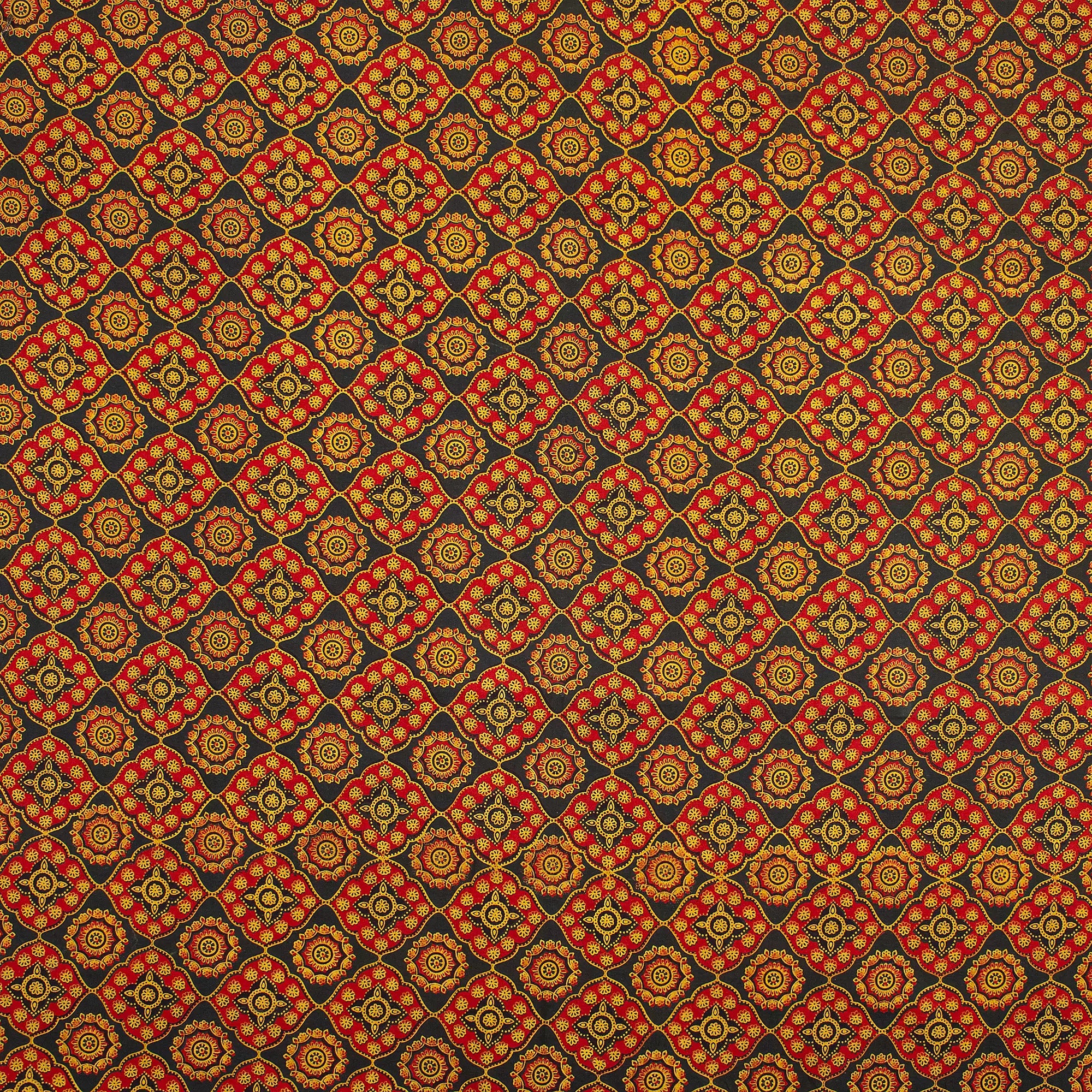 Geometric Hand Block Printed Cotton Ajrakh Fabric