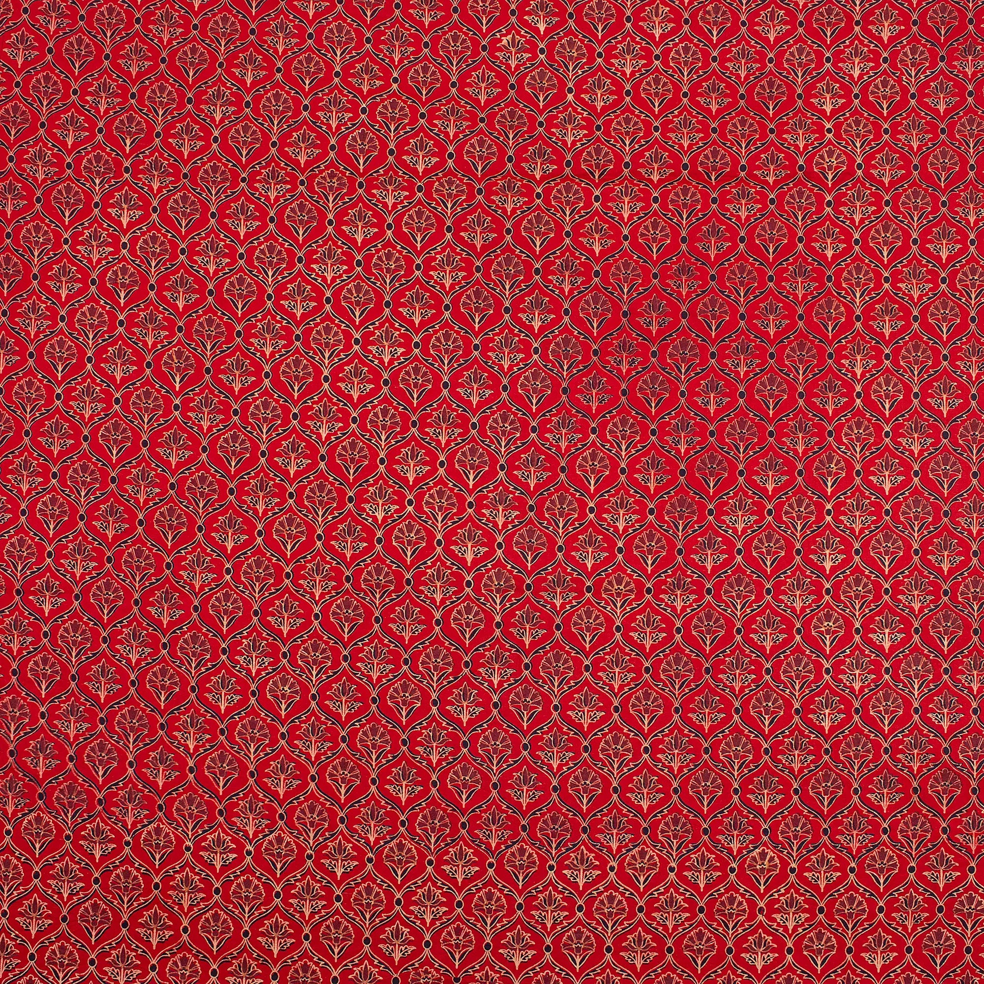 Indian Hand Block Ajrakh Floral Printed Fabric