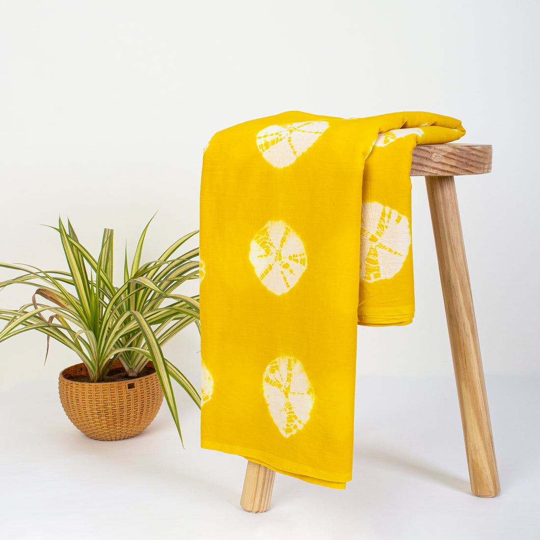 Yellow Honeycomb Fabric Cloth And Hand Tie Dye Cotton Fabric
