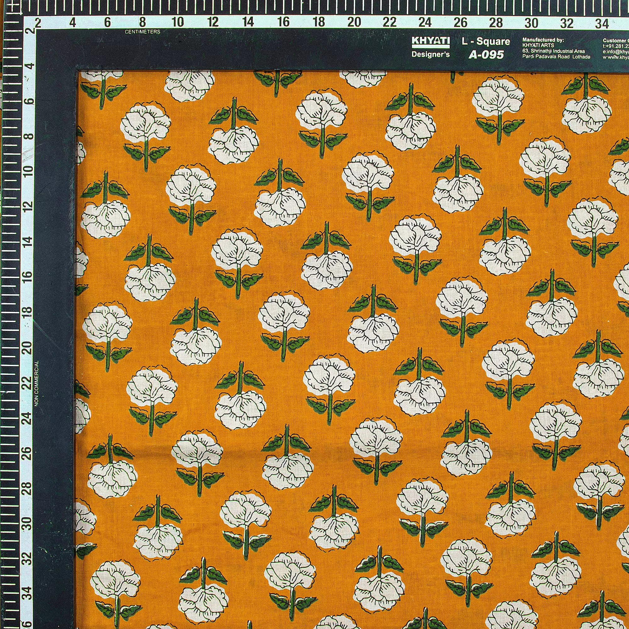 Mustard Yellow Hand Block Bagru Printed Fabric