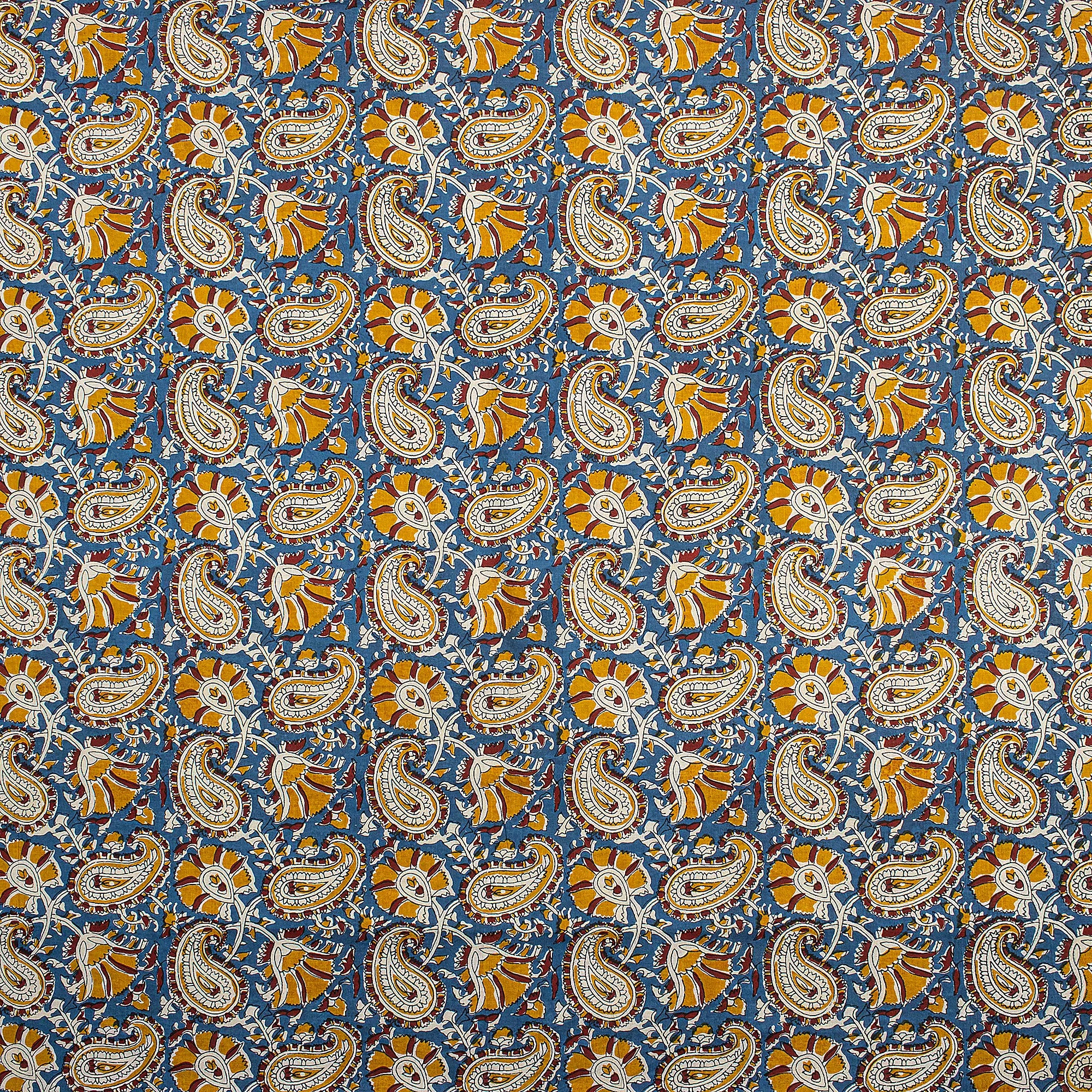 Handmade Bagru Printed Blue Paisley Fabric